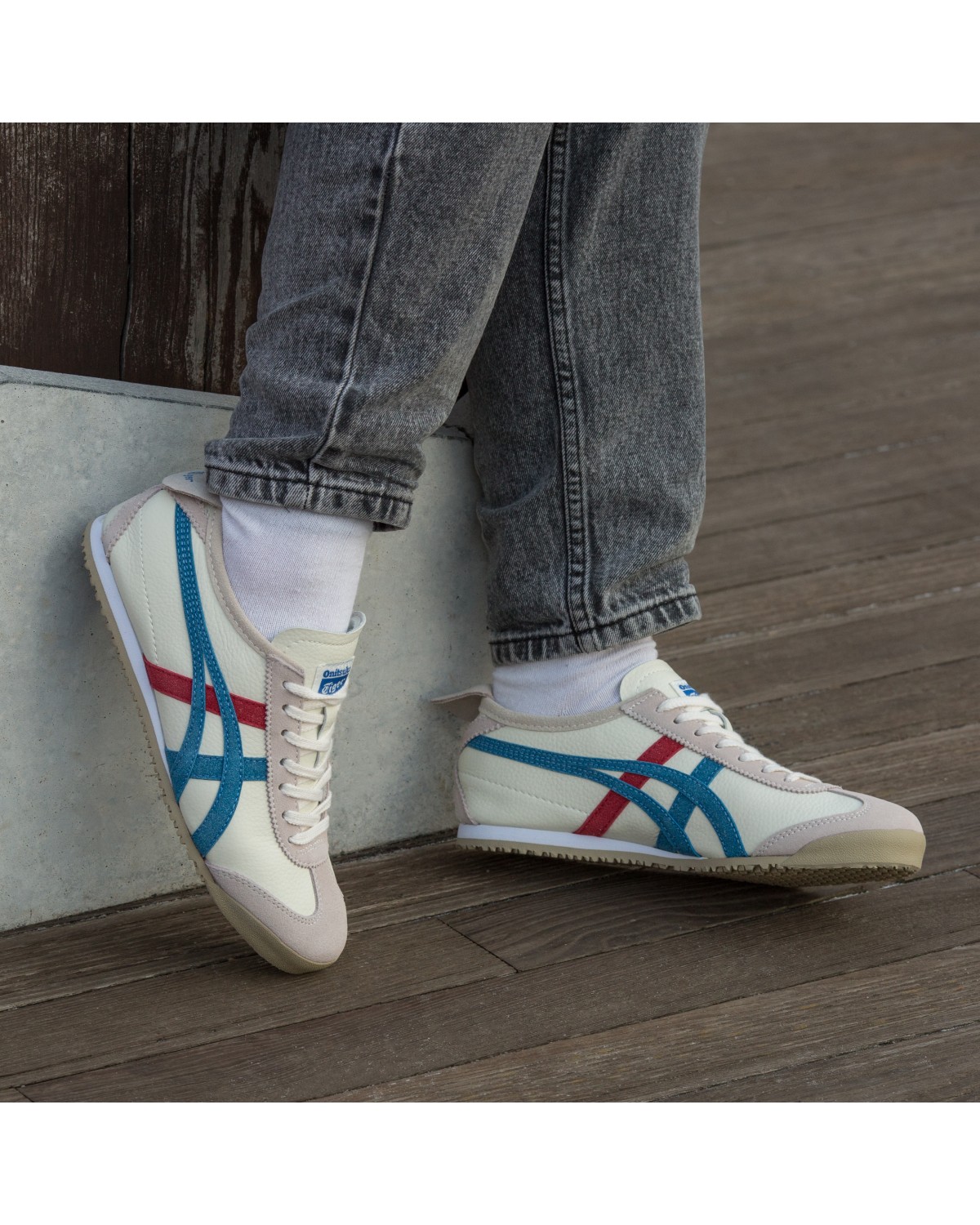 Asics Onitsuka Tiger Mexico 66 Beige Red Blue