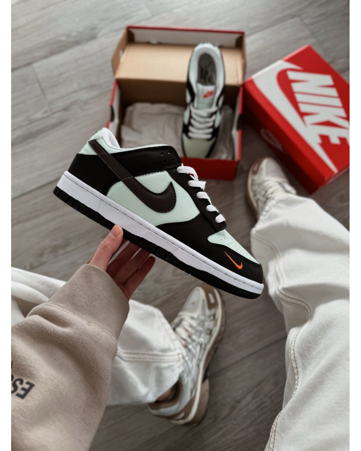Nike Dunk Low Black Total Orange Mini Swoosh