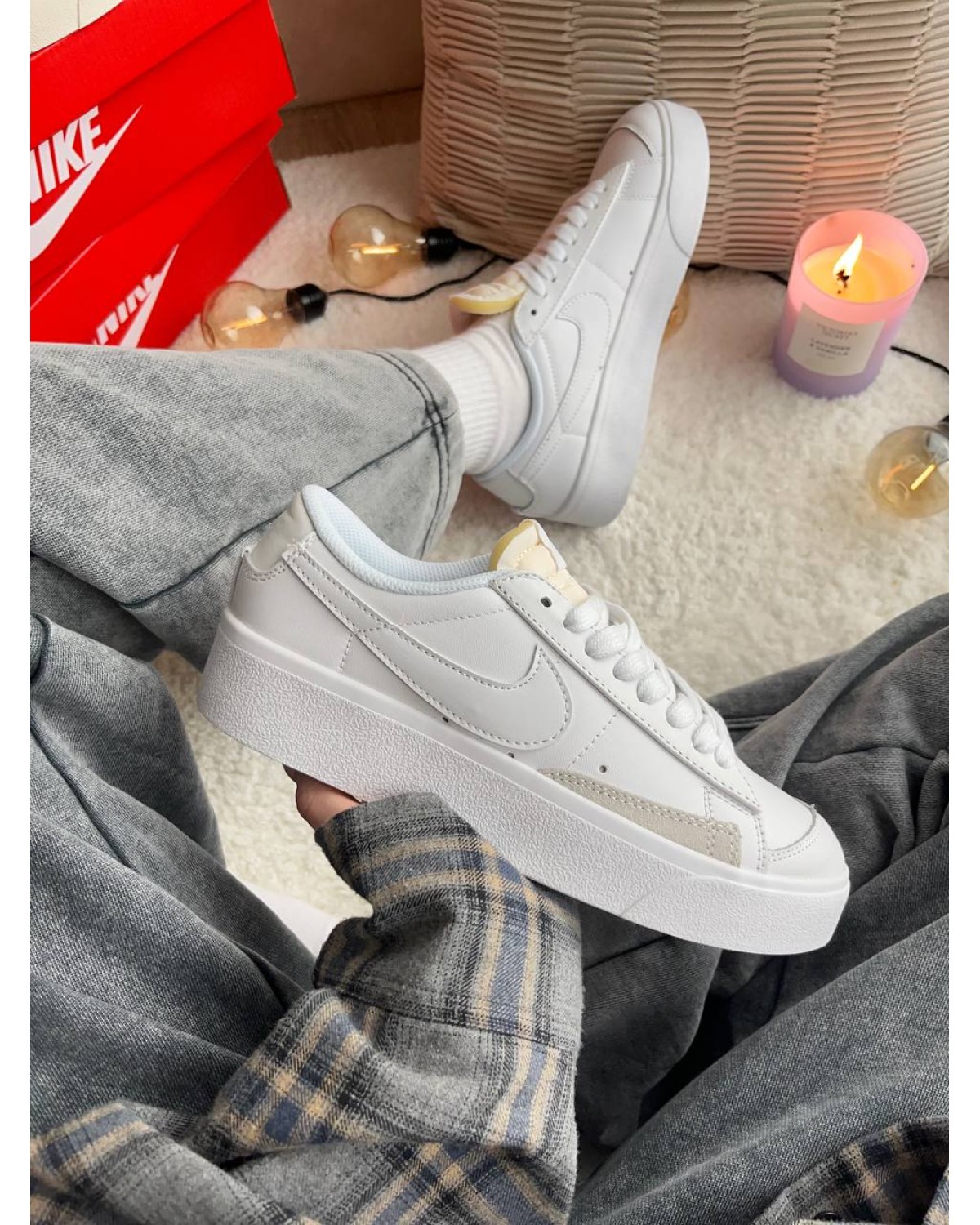 Nike Blazer Low White Platform