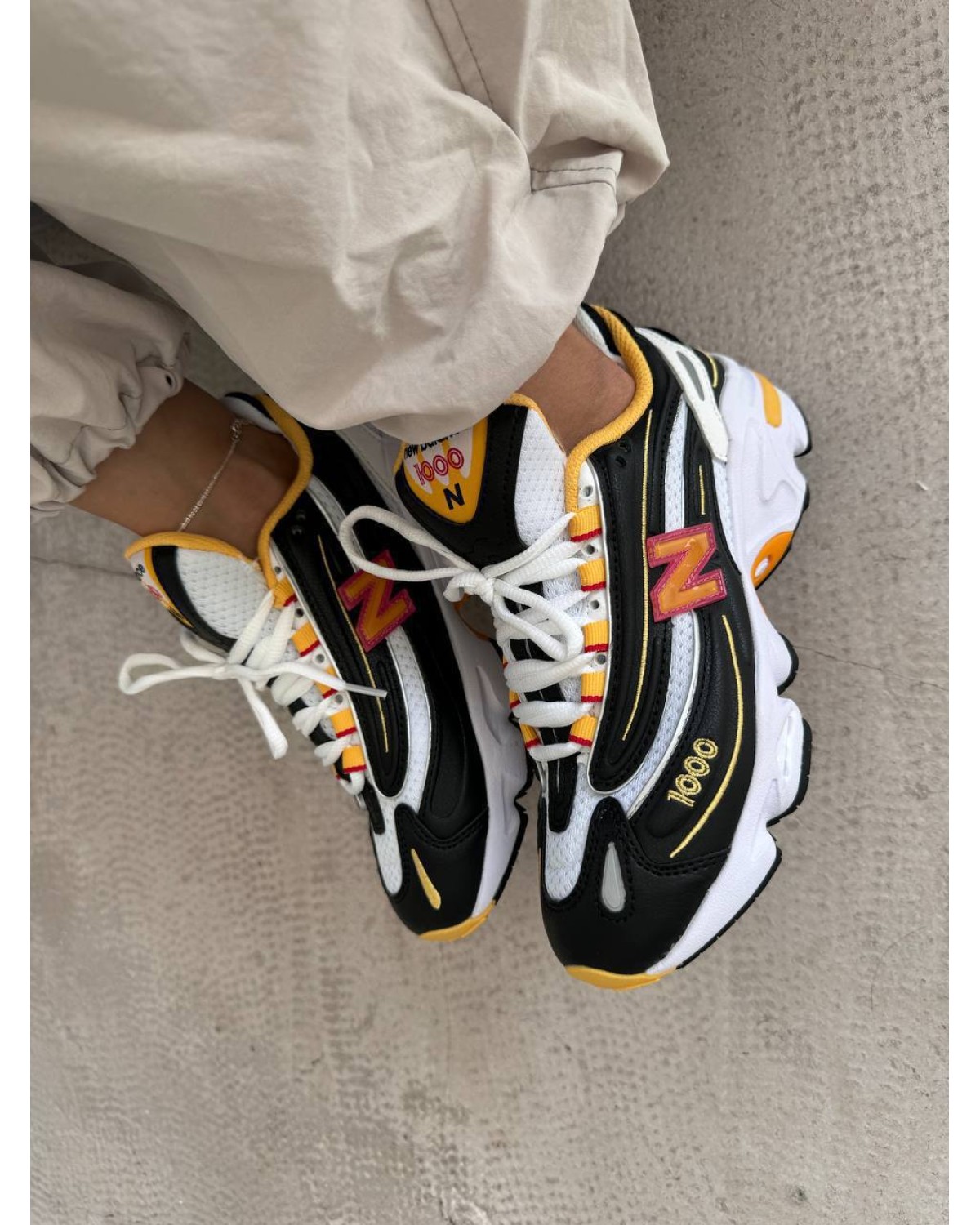 New Balance 1000 Black / White / Yellow