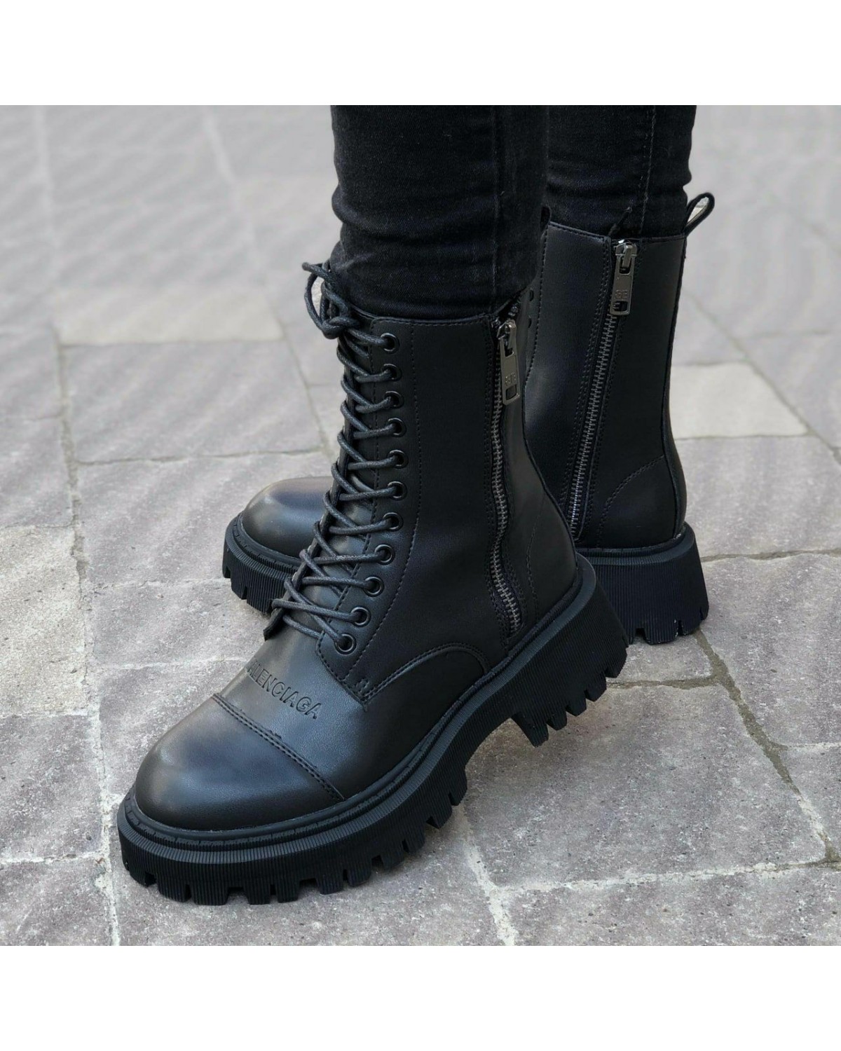 Balenciaga Black Tractor Side-zip Boots