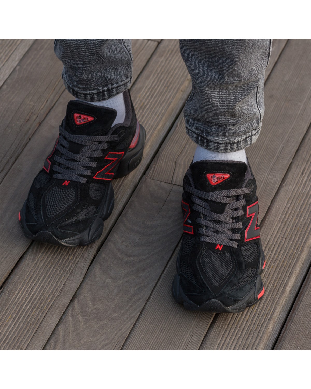 New Balance 9060 Black Red Suede