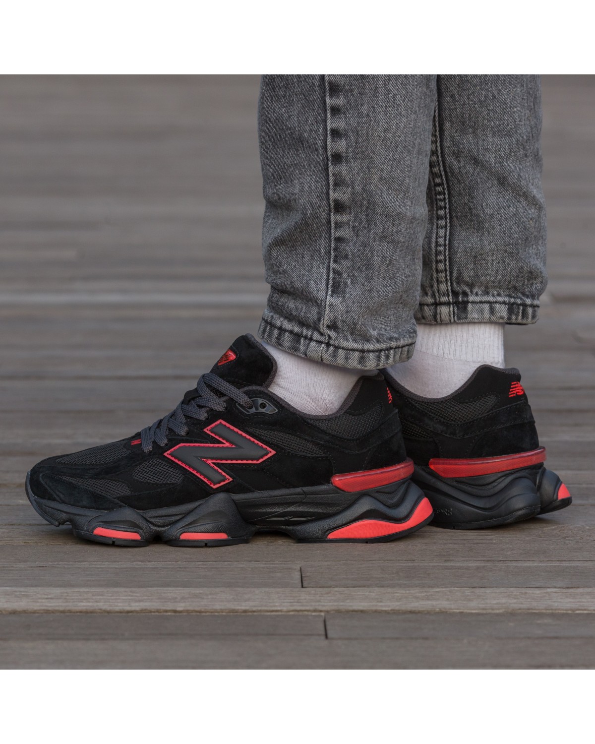 New Balance 9060 Black Red Suede