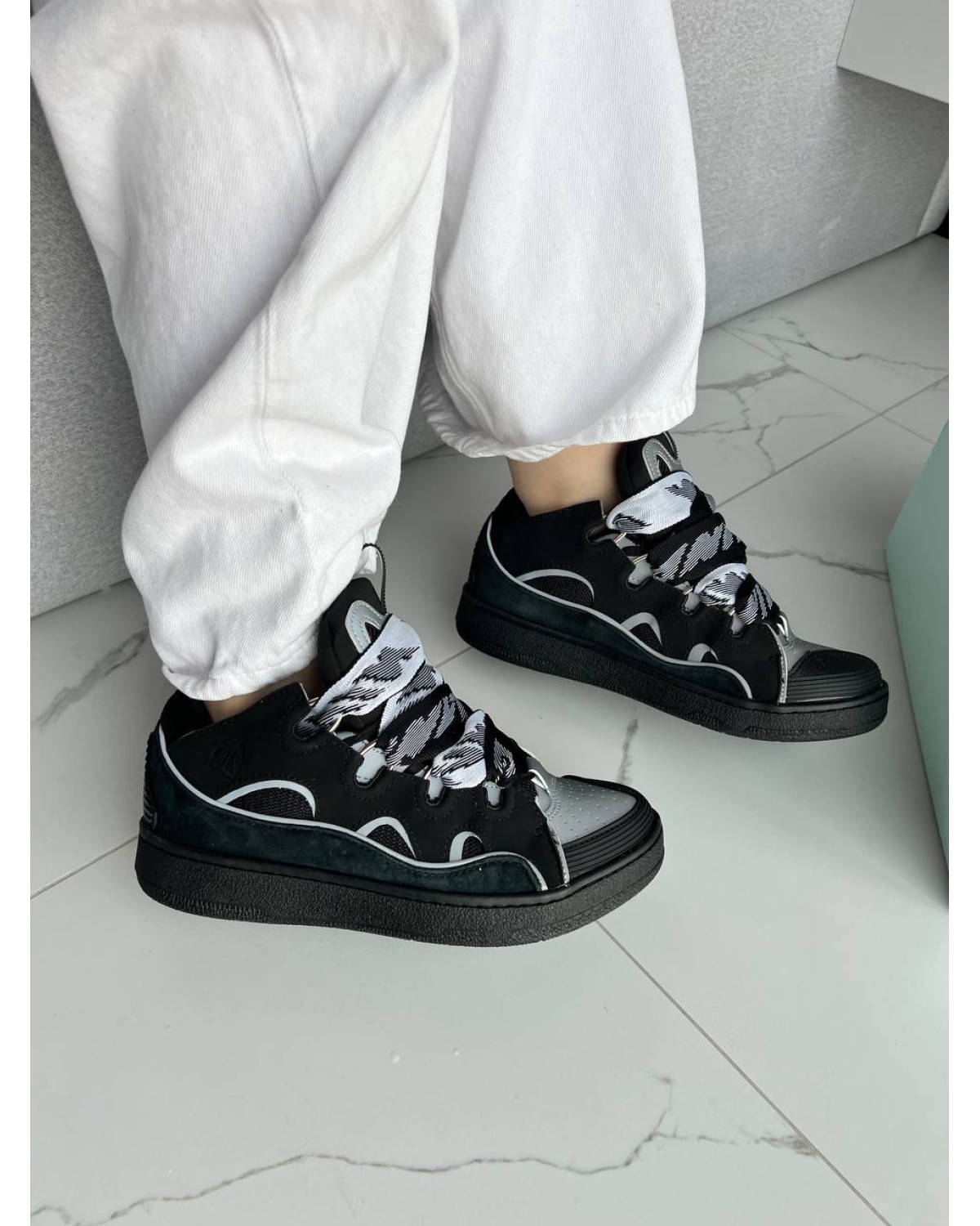 Lanvin Curb Sneakers Black Grey Reflective