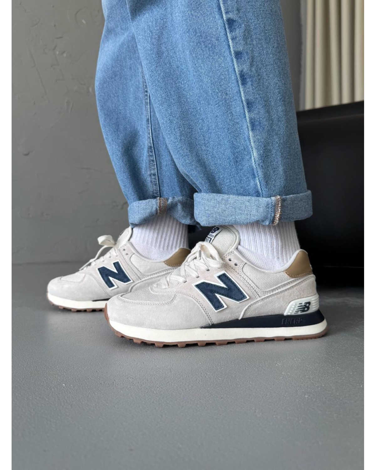 New Balance 574 Light Beige/Blue