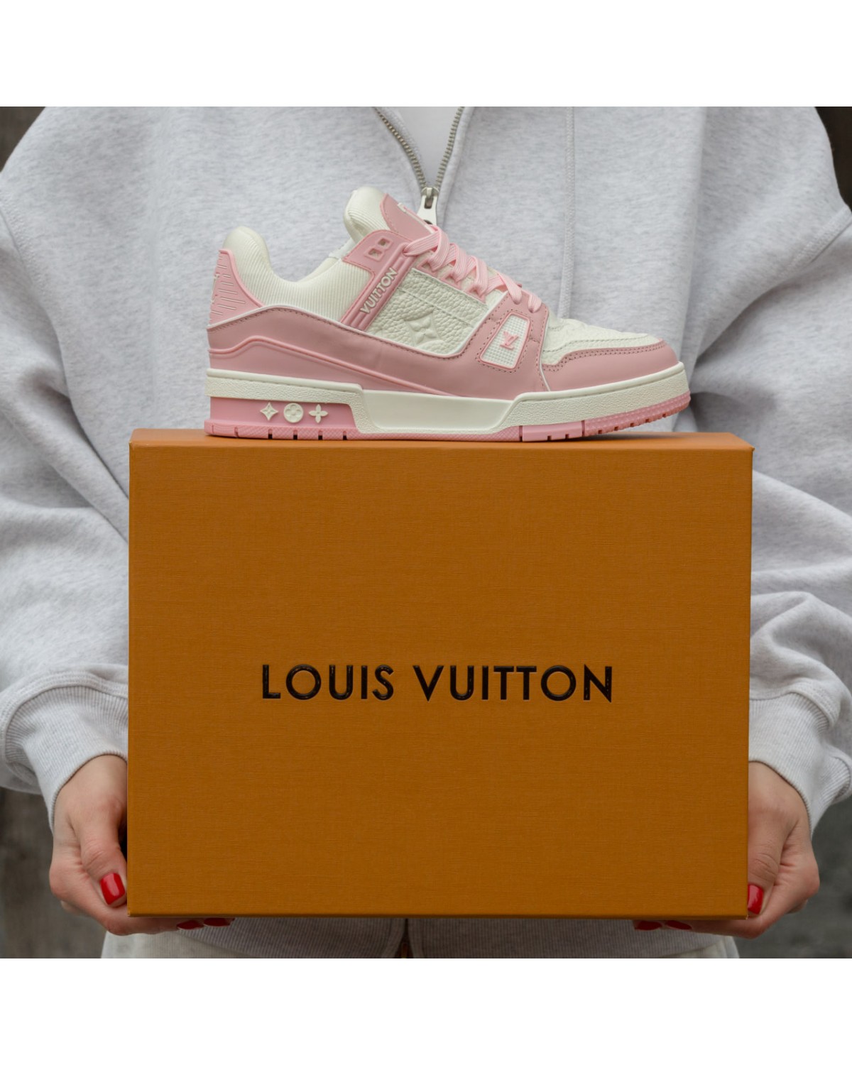 Louis Vuitton LV Trainer Sneakers White Pink