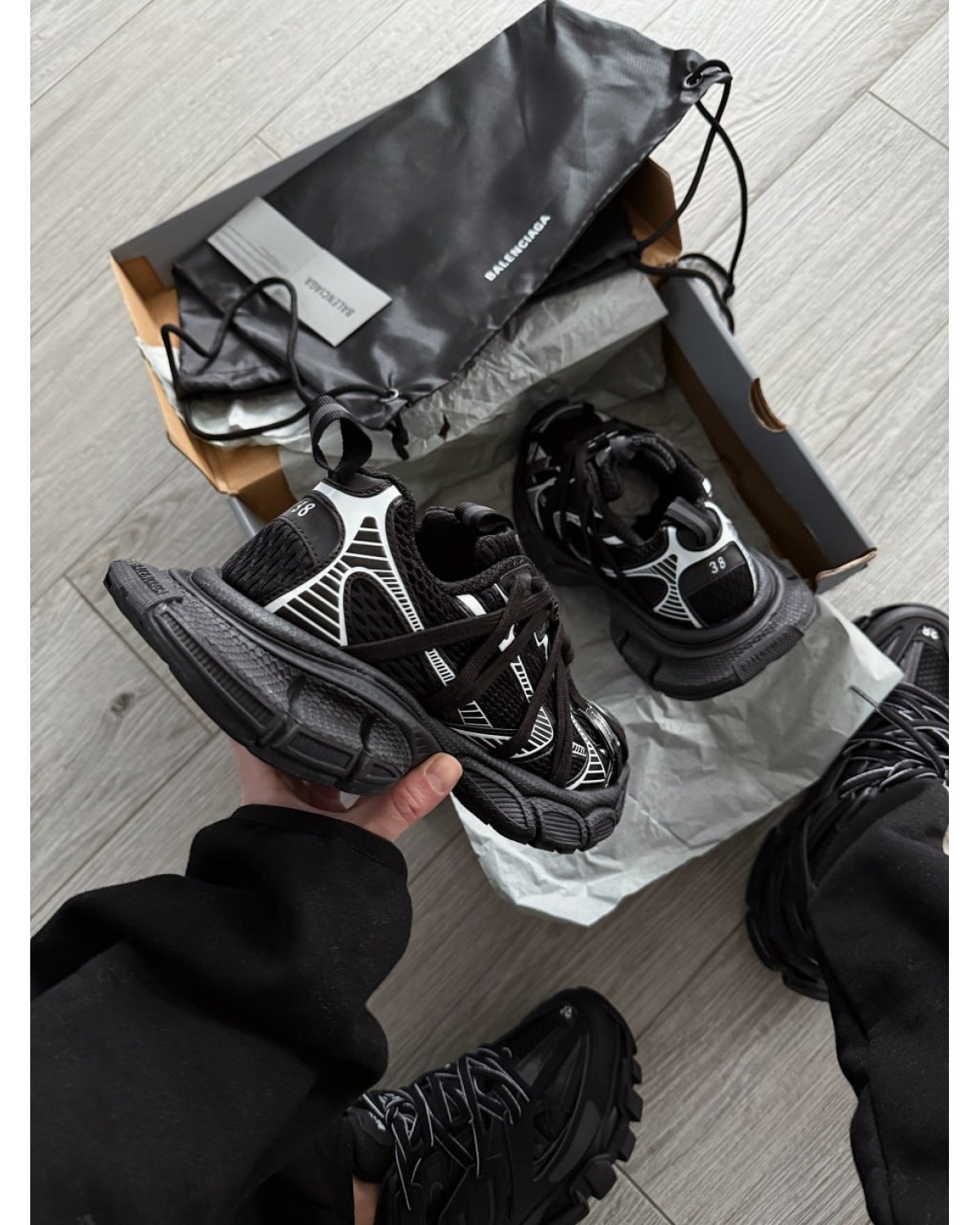 Balenciaga 3XL Extreme Laces Black Silver