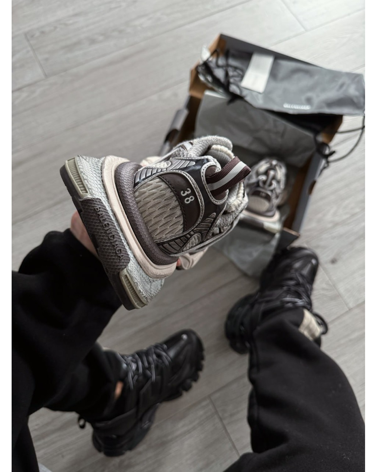 Balenciaga 3XL Extreme Lace Trainers Grey Brown