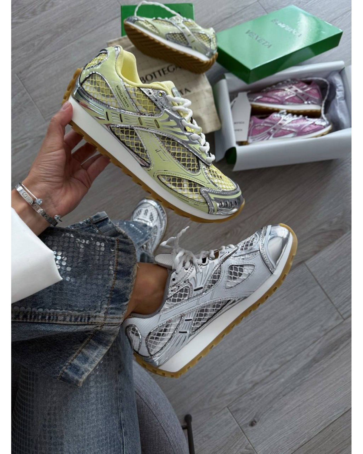 Bottega Veneta Orbit Sneaker Mud/white