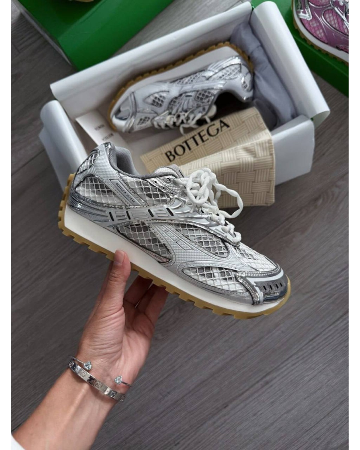 Bottega Veneta Orbit Silver White