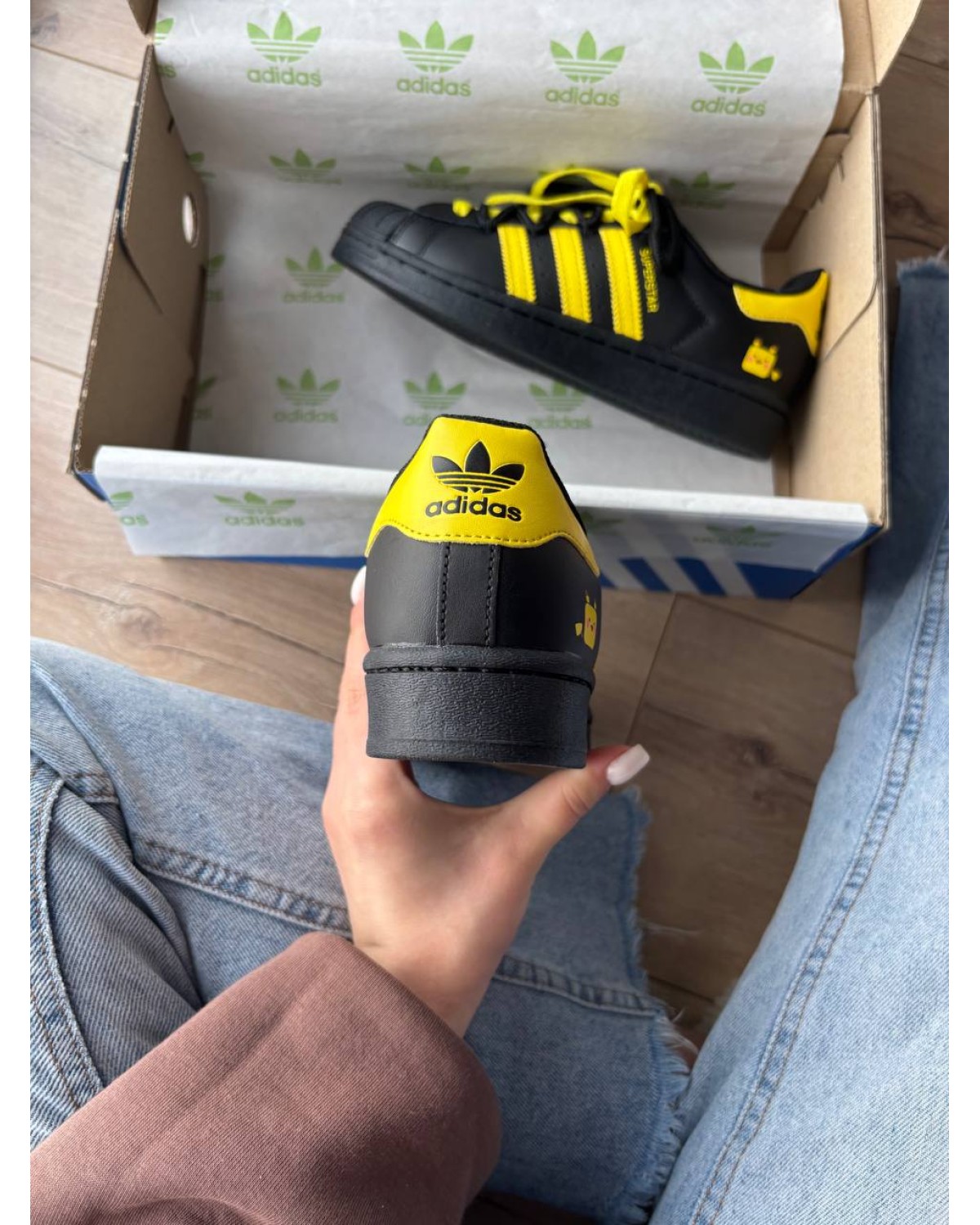 Adidas Superstar Pokemon Black Yellow Custom