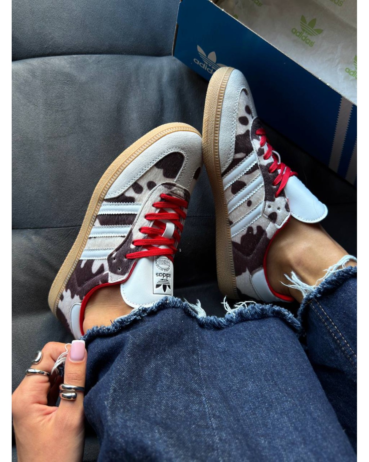 Adidas Samba OG Cow Print Beige Black Red