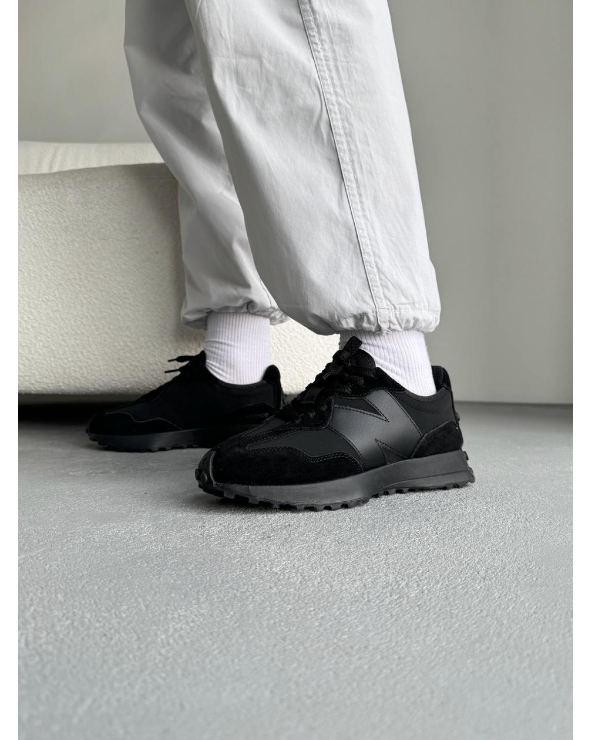 New Balance 327 Black Leather