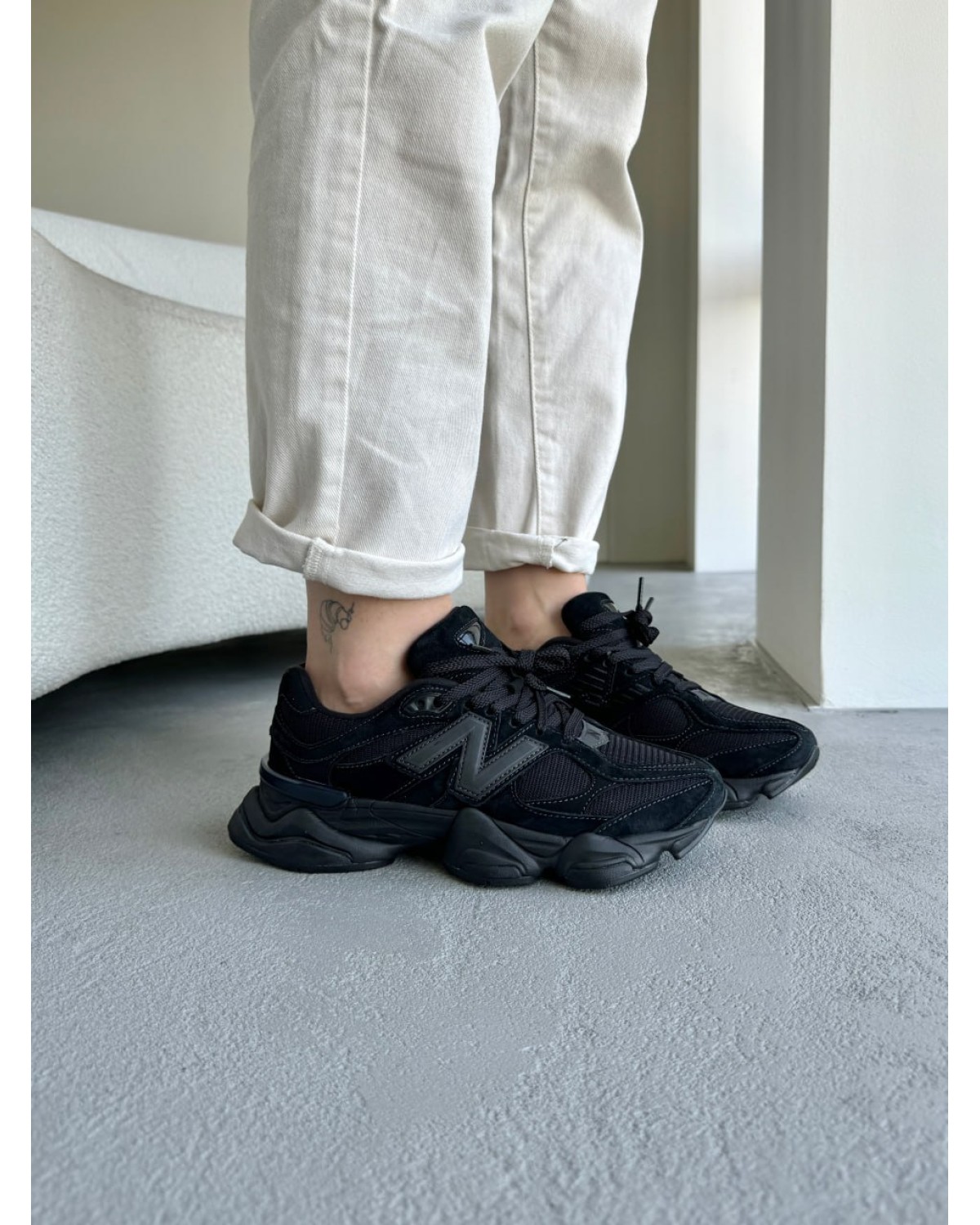 New Balance 9060 Triple Black Leather