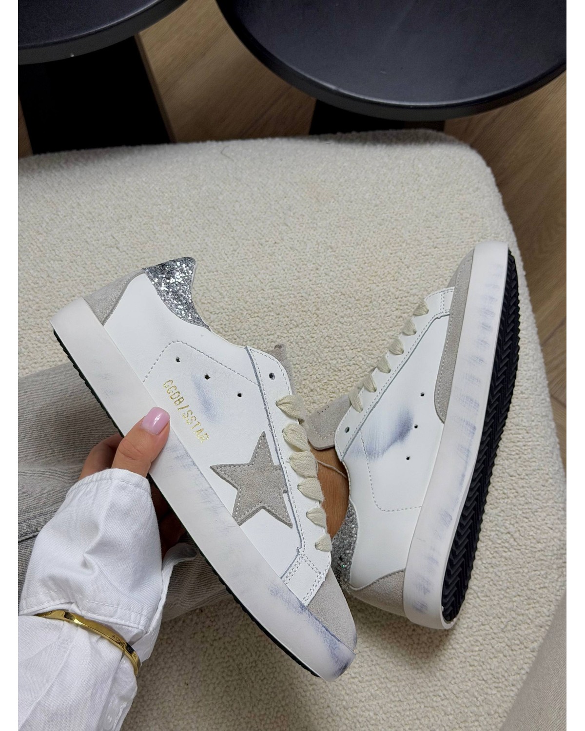 Golden Goose Superstar White Silver Beige Golden Goose Superstar White Silver Beige