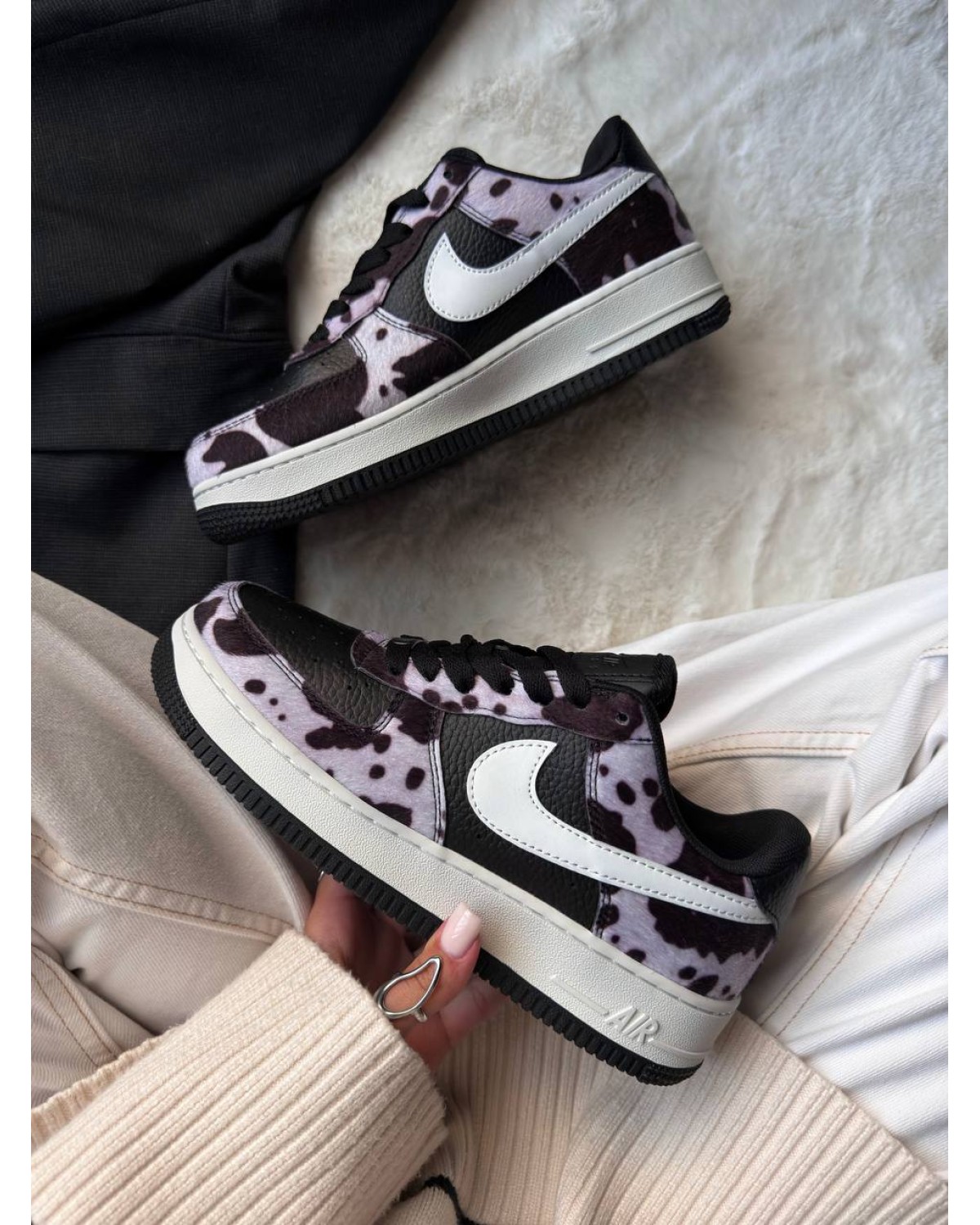 Nike Air Force 1 Low Cow Print Field Black
