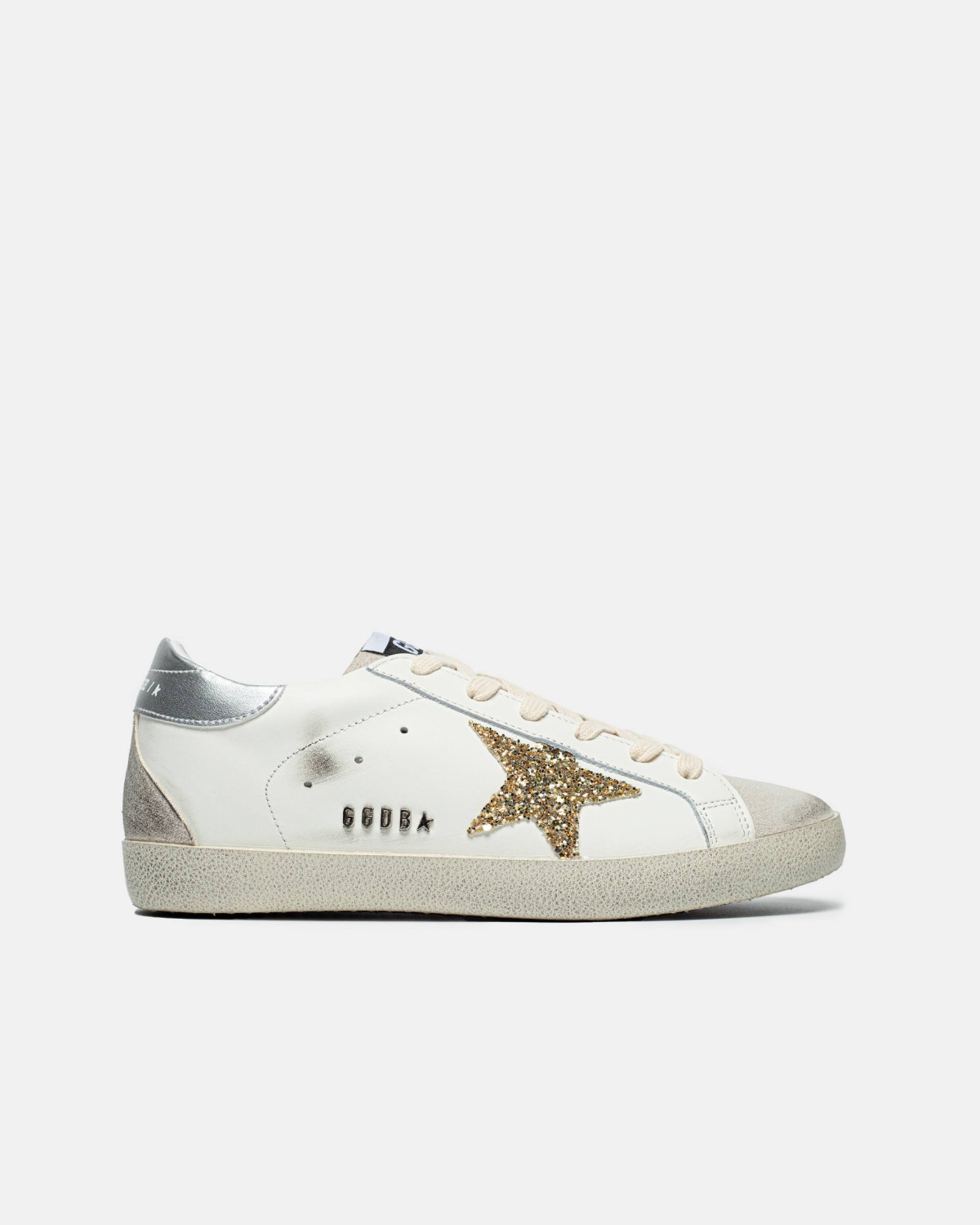 Golden Goose Super-Star Sneakers With Golden Glitter