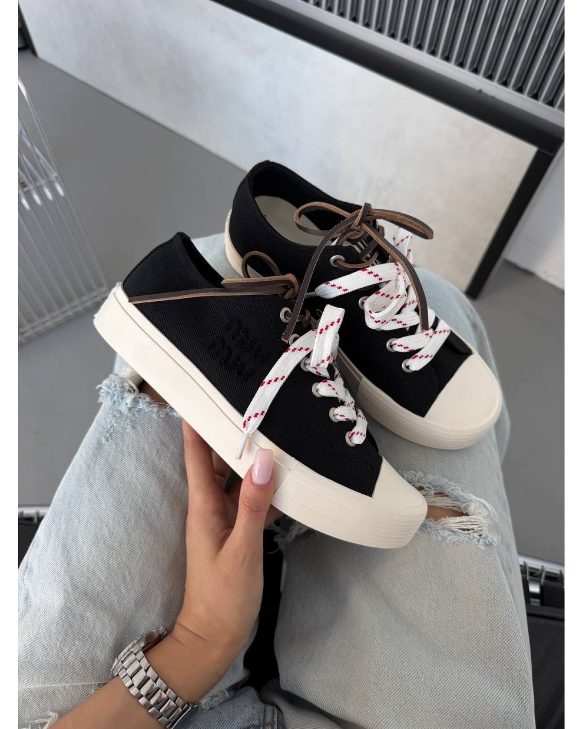 Miu Miu Washed Denim Black