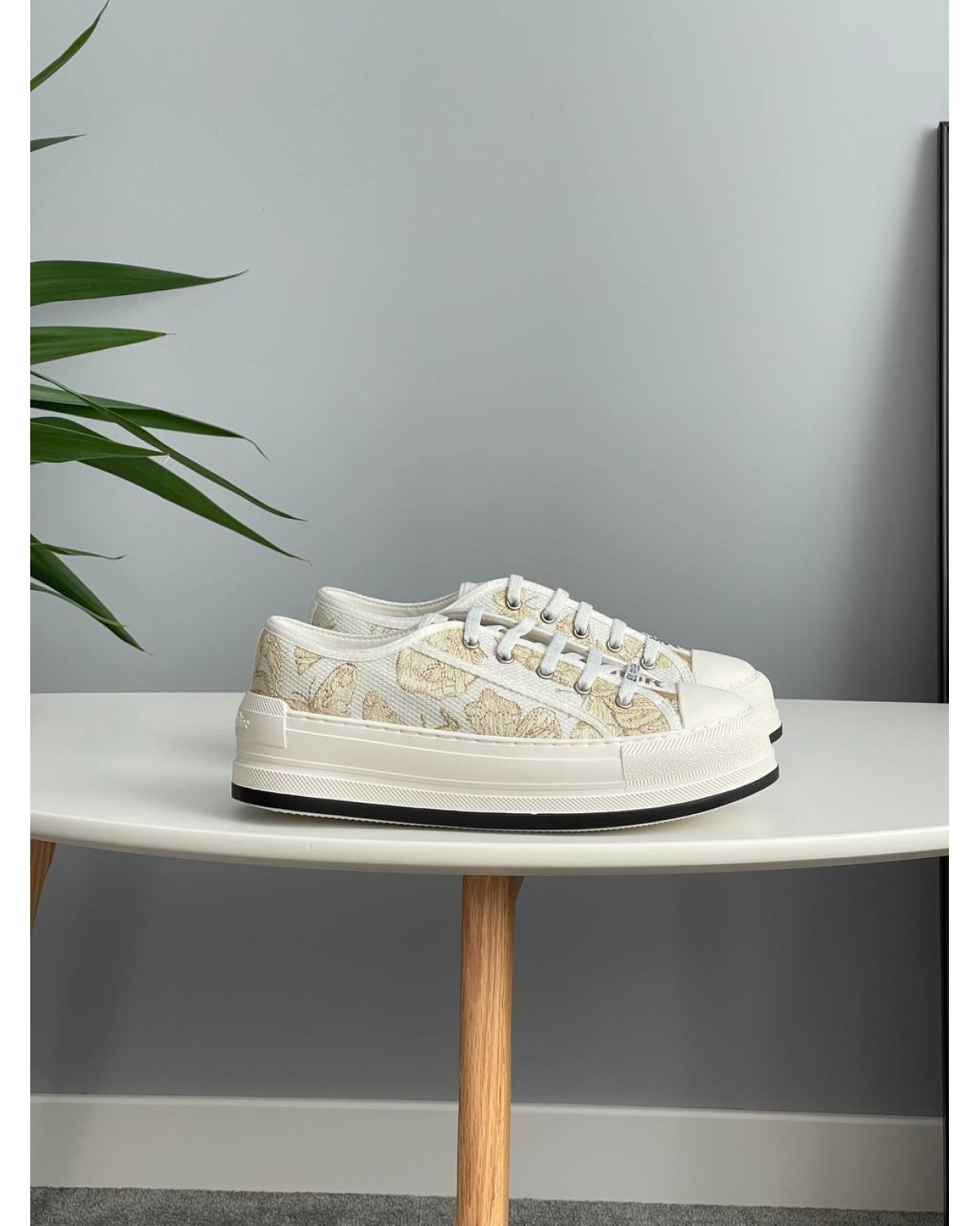 Dior B23 White Grey Platform Gold Batterfly