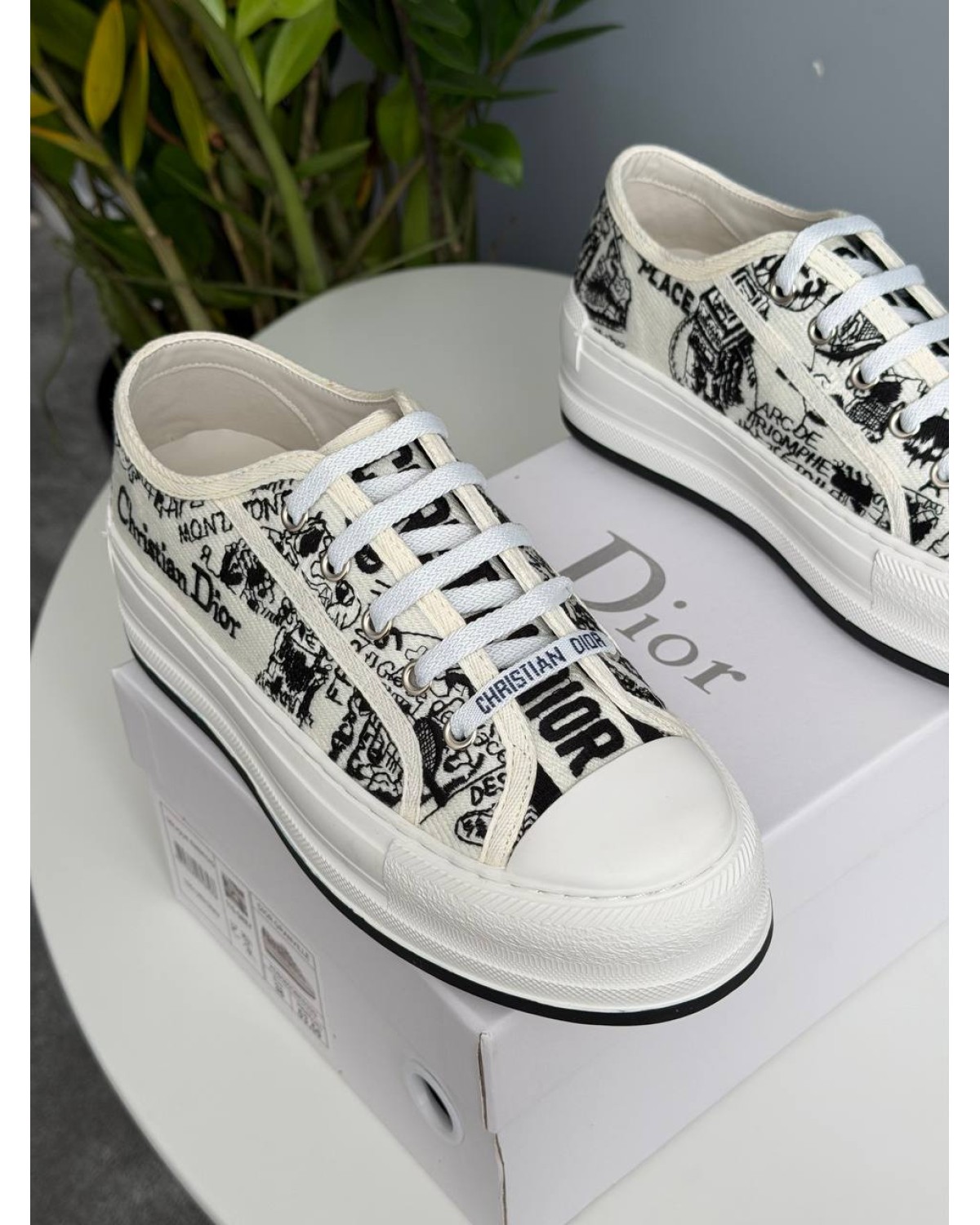 Dior B23 Platform White Black Logo