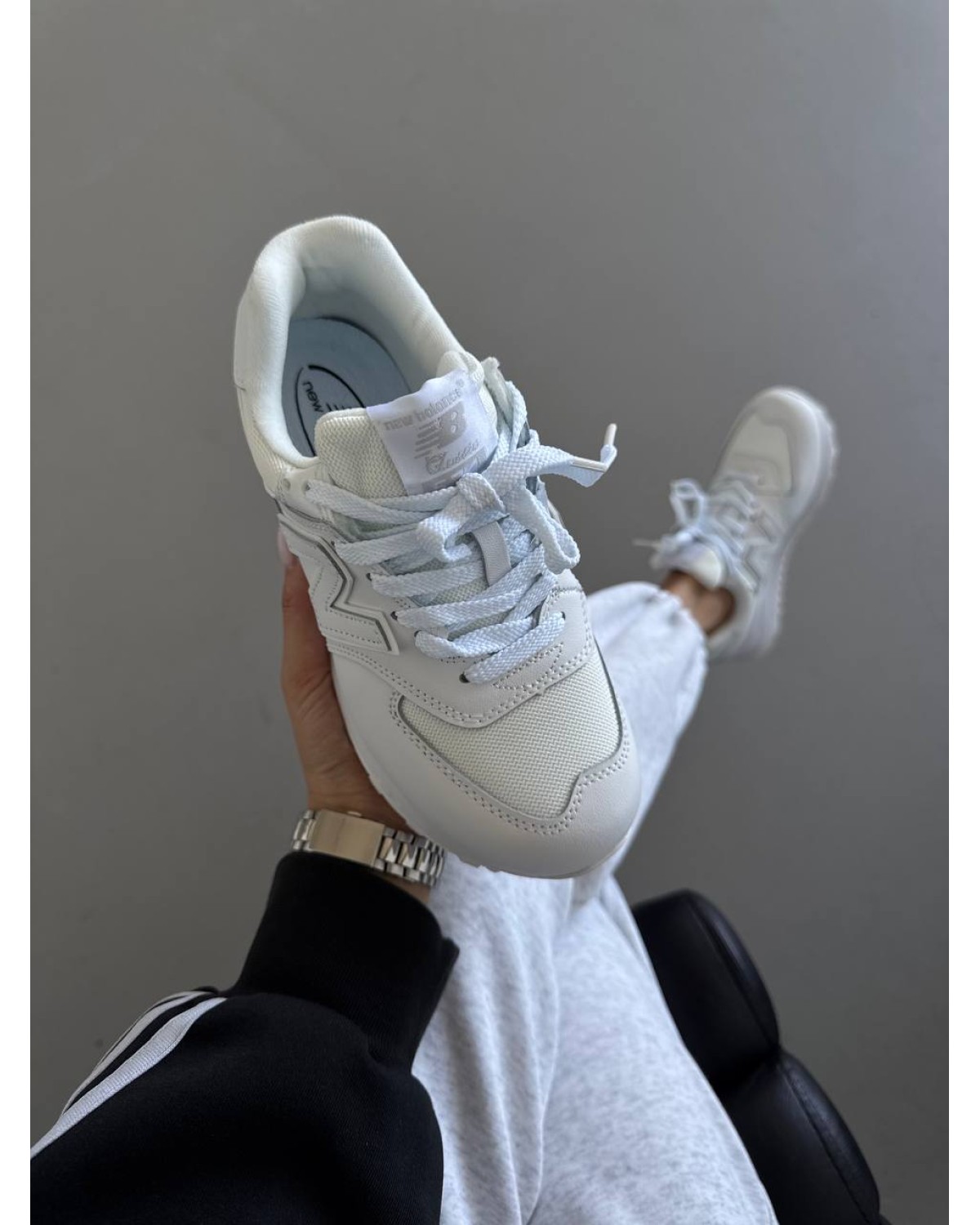 New Balance 574 White Leather / Net