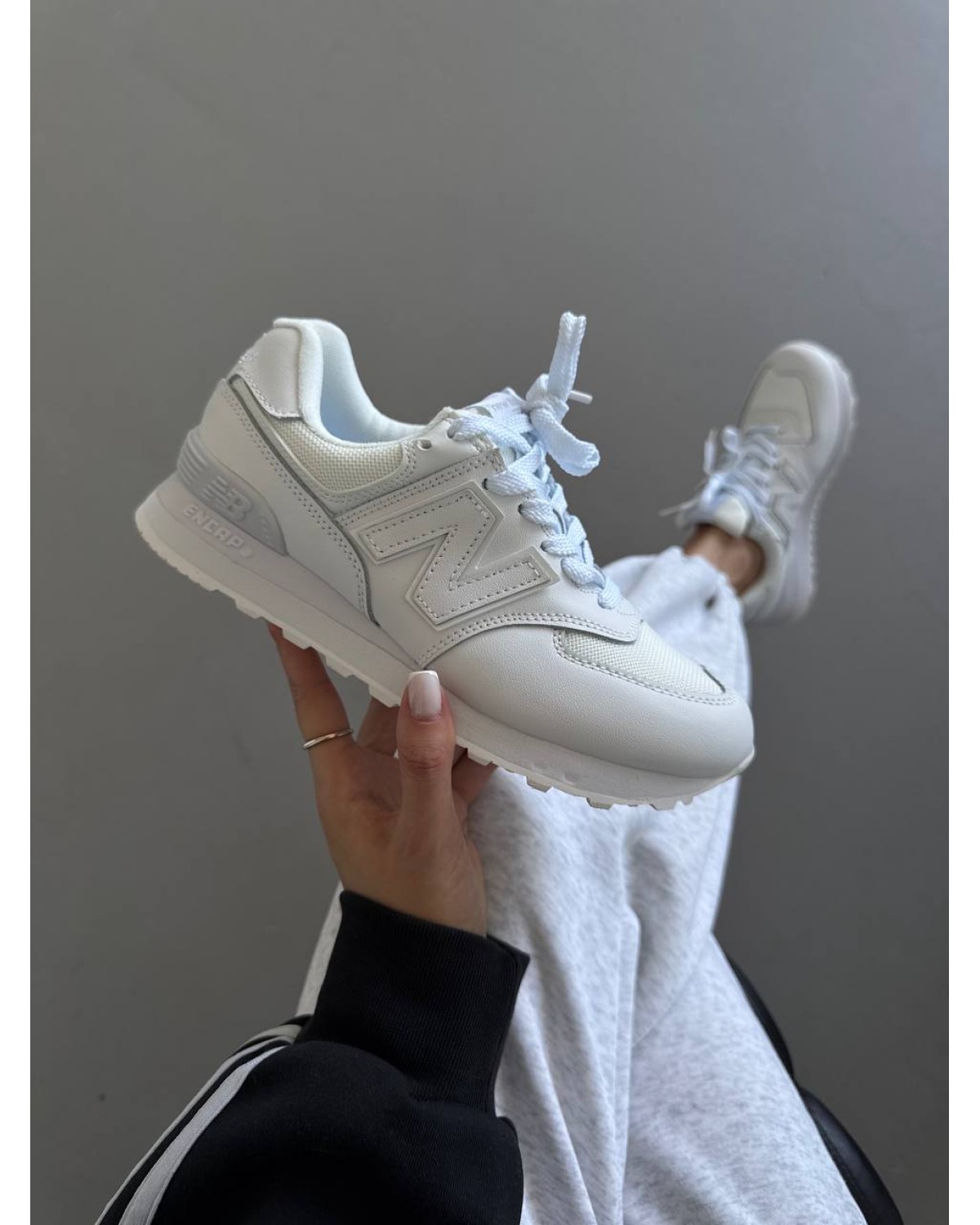 New Balance 574 White Leather / Net
