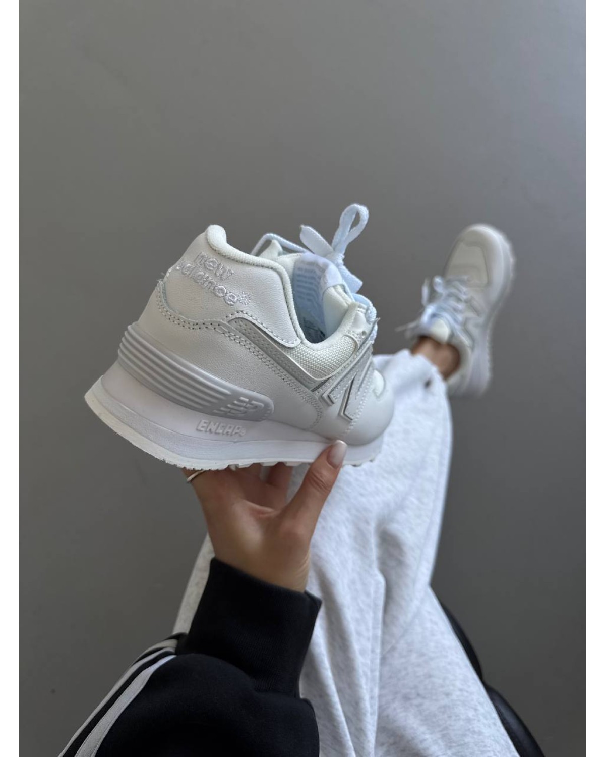 New Balance 574 White Leather / Net