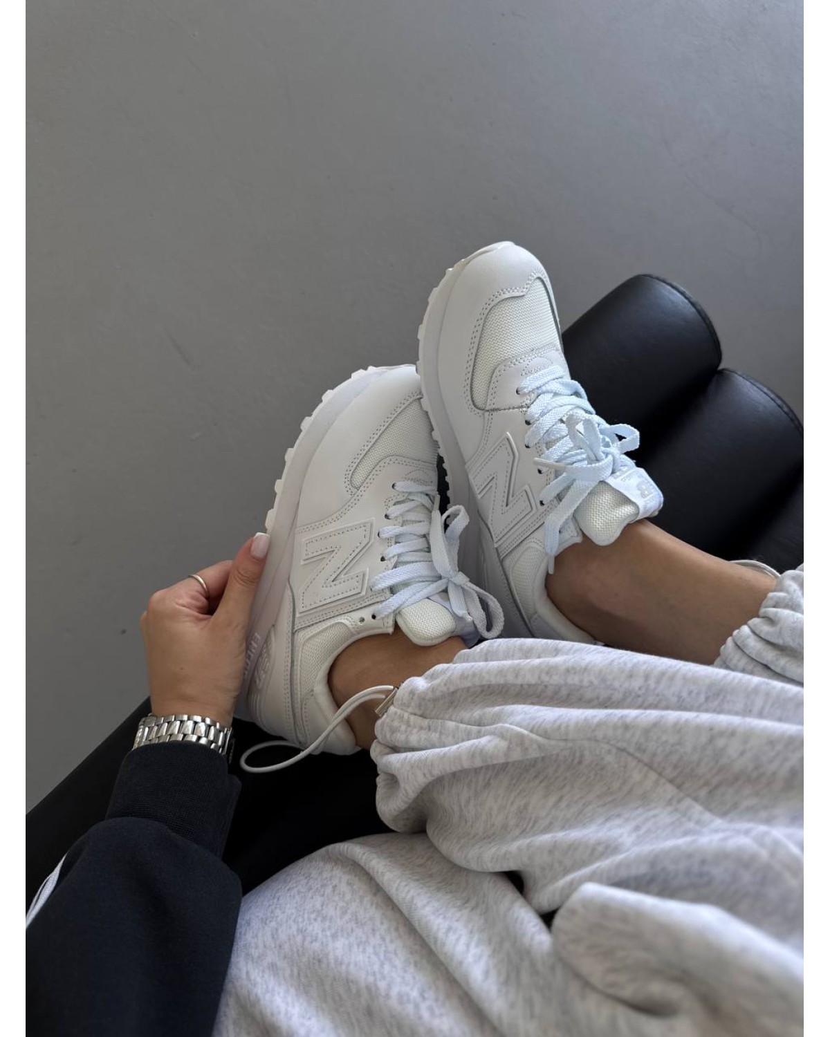 New Balance 574 White Leather / Net