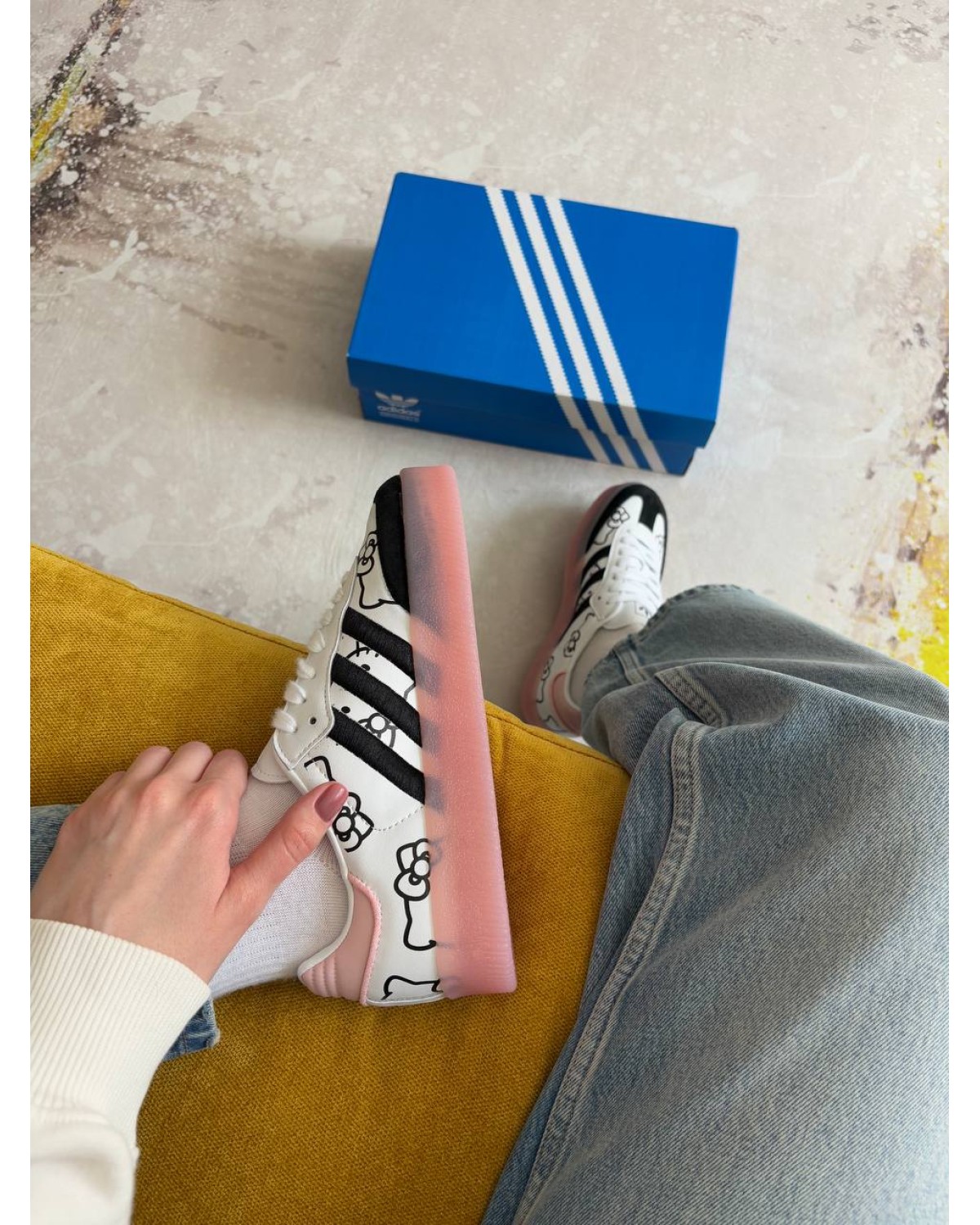 Adidas Samba XLG x Hello Kitty White Pink Black Platform
