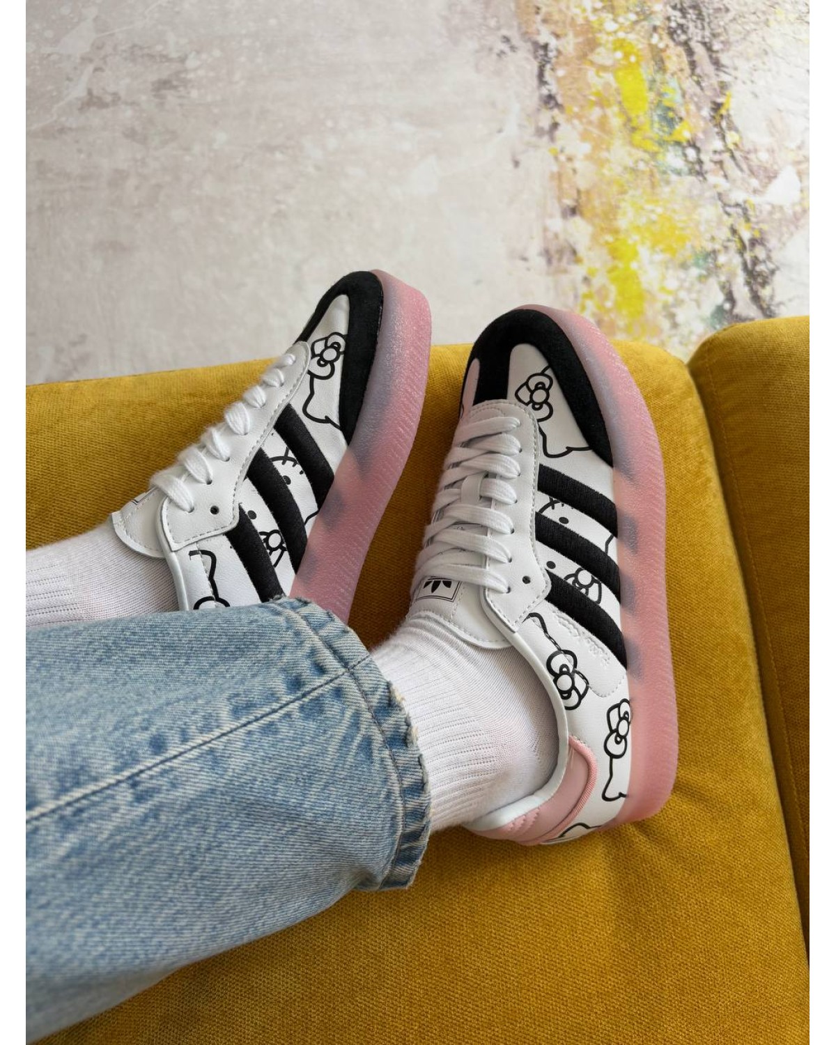 Adidas Samba XLG x Hello Kitty White Pink Black Platform