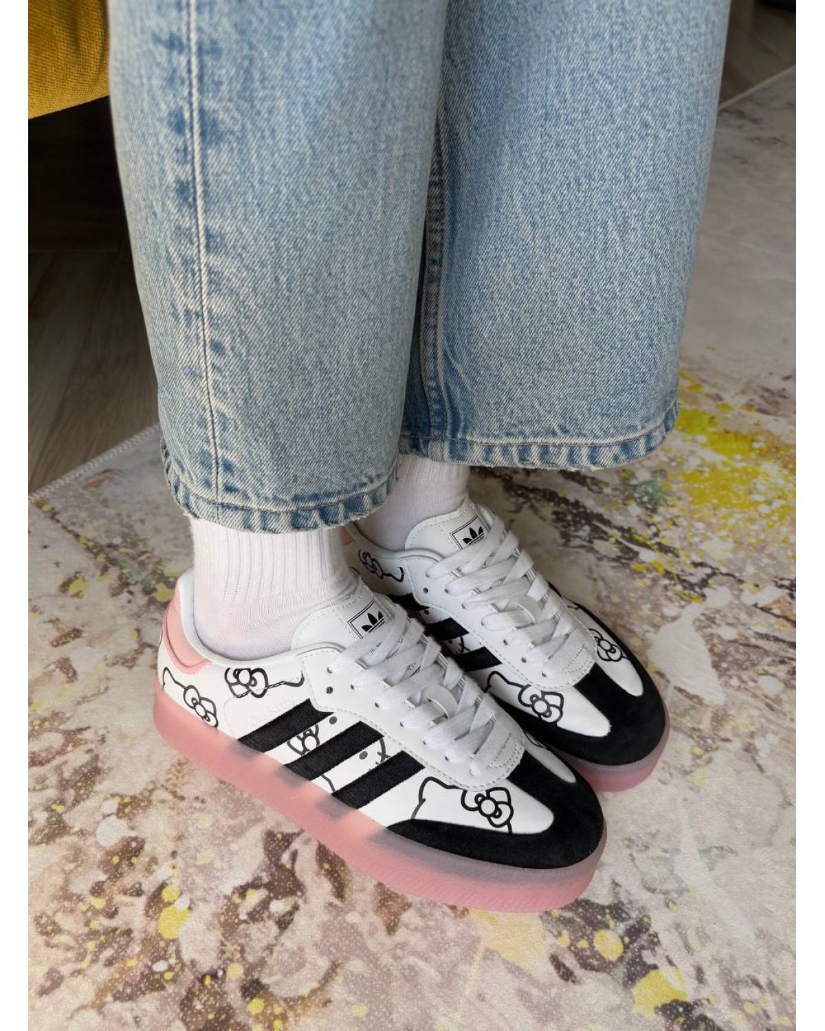 Adidas Samba XLG x Hello Kitty White Pink Black Platform