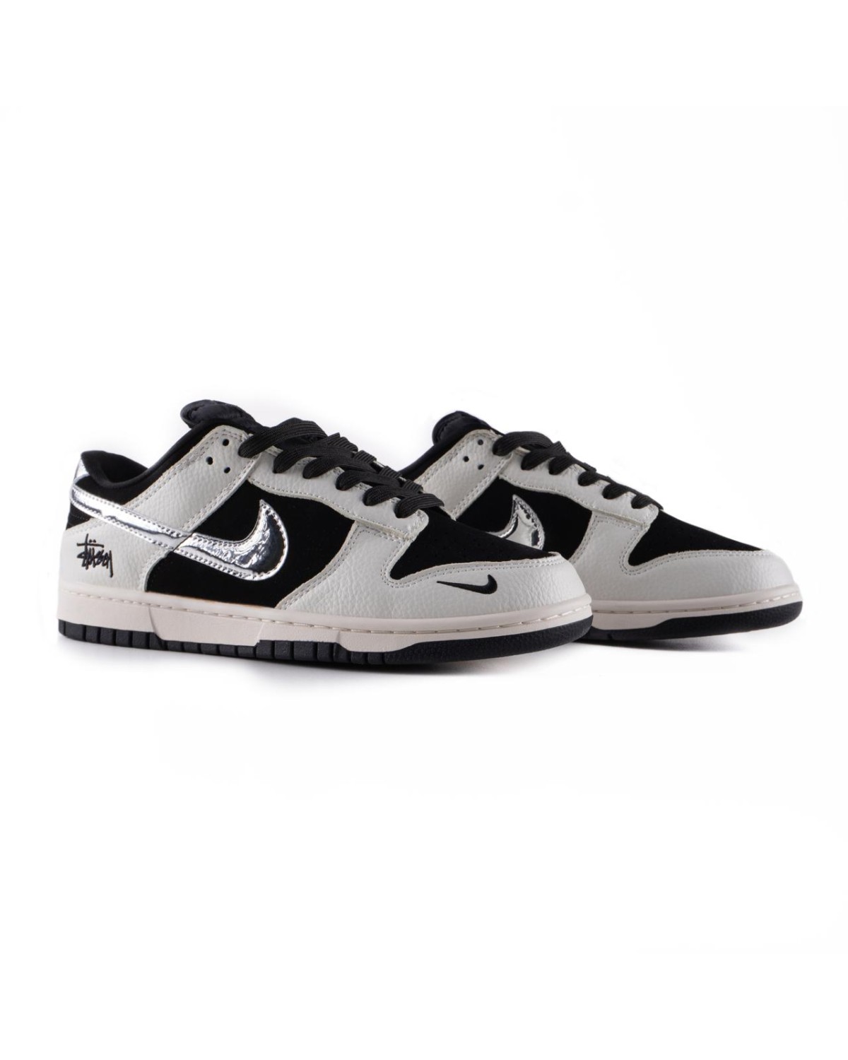 Nike SB Dunk Low x Stussy Black White Metallic