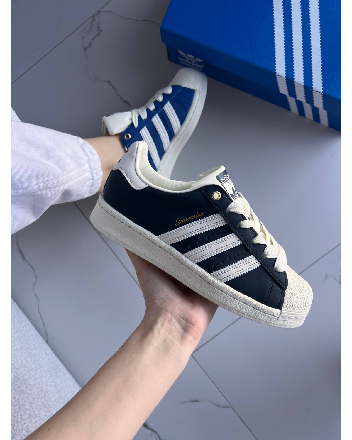 Adidas Superstar 50/50 Black/Navy Blue Adidas Superstar 50/50 Black/Navy Blue