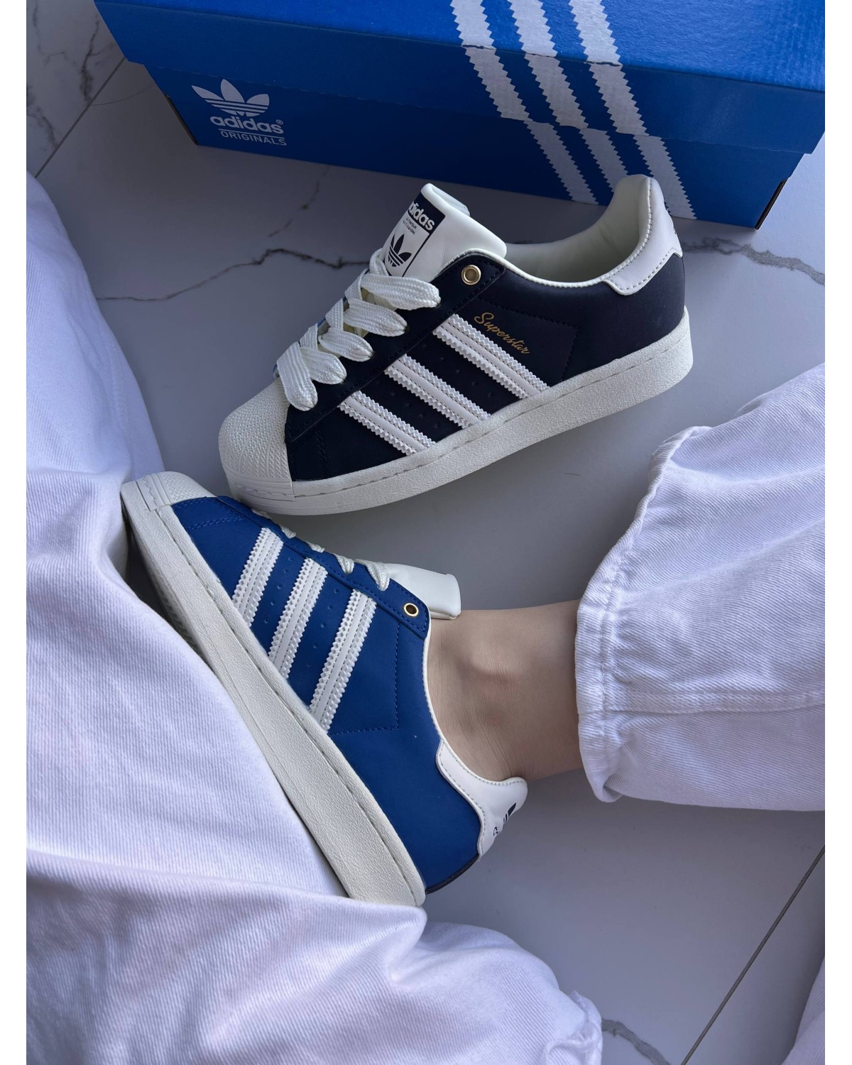 Adidas Superstar 50/50 Black/Navy Blue Adidas Superstar 50/50 Black/Navy Blue