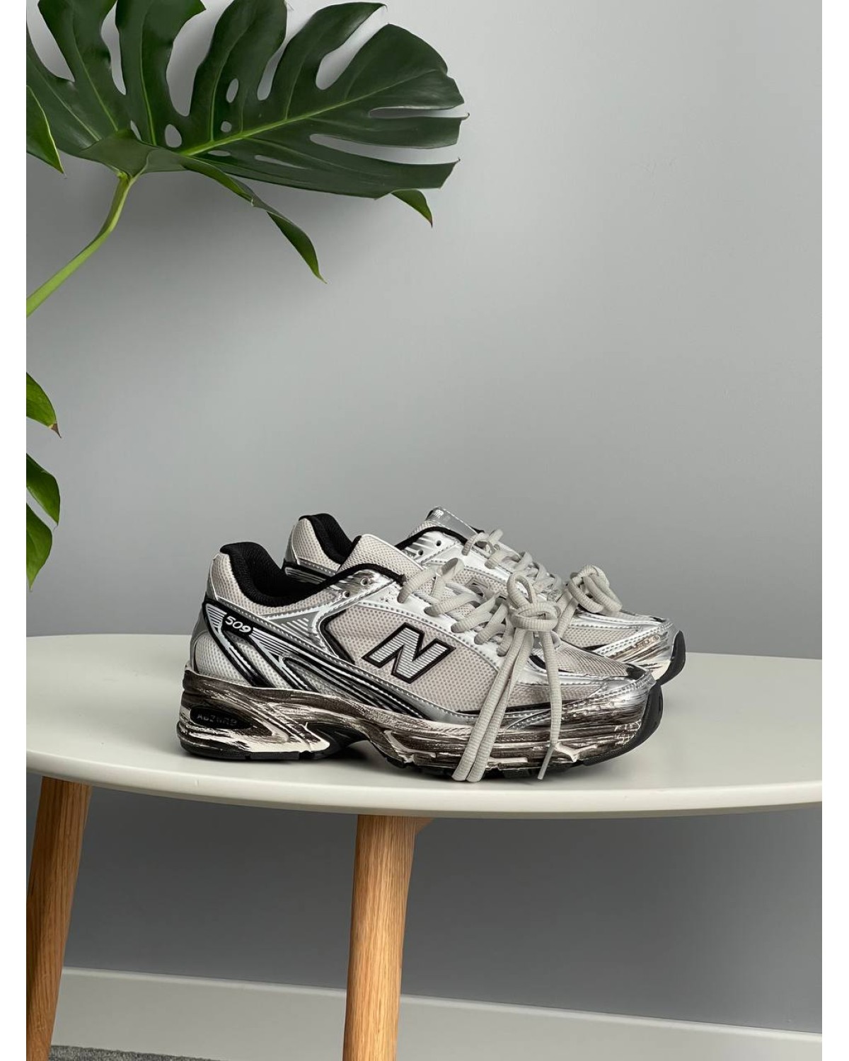 New Balance 509 Silver Black Custom