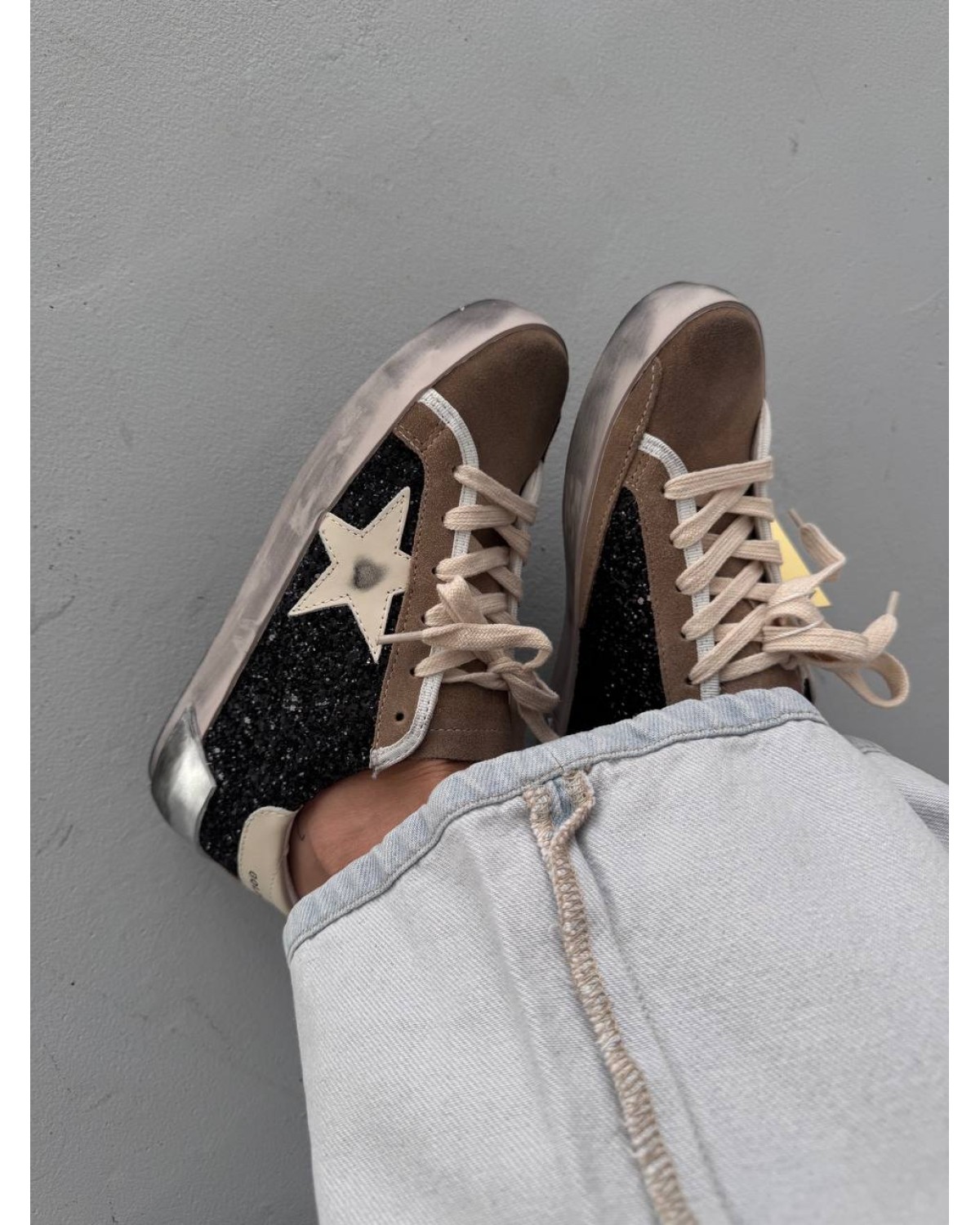 Golden Goose GGDB Star Black Sparkles Brown