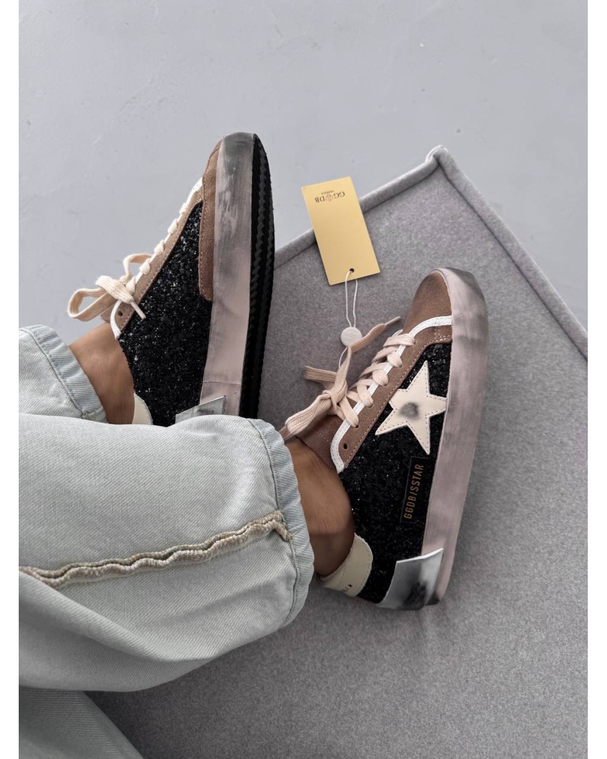 Golden Goose GGDB Star Black Sparkles Brown