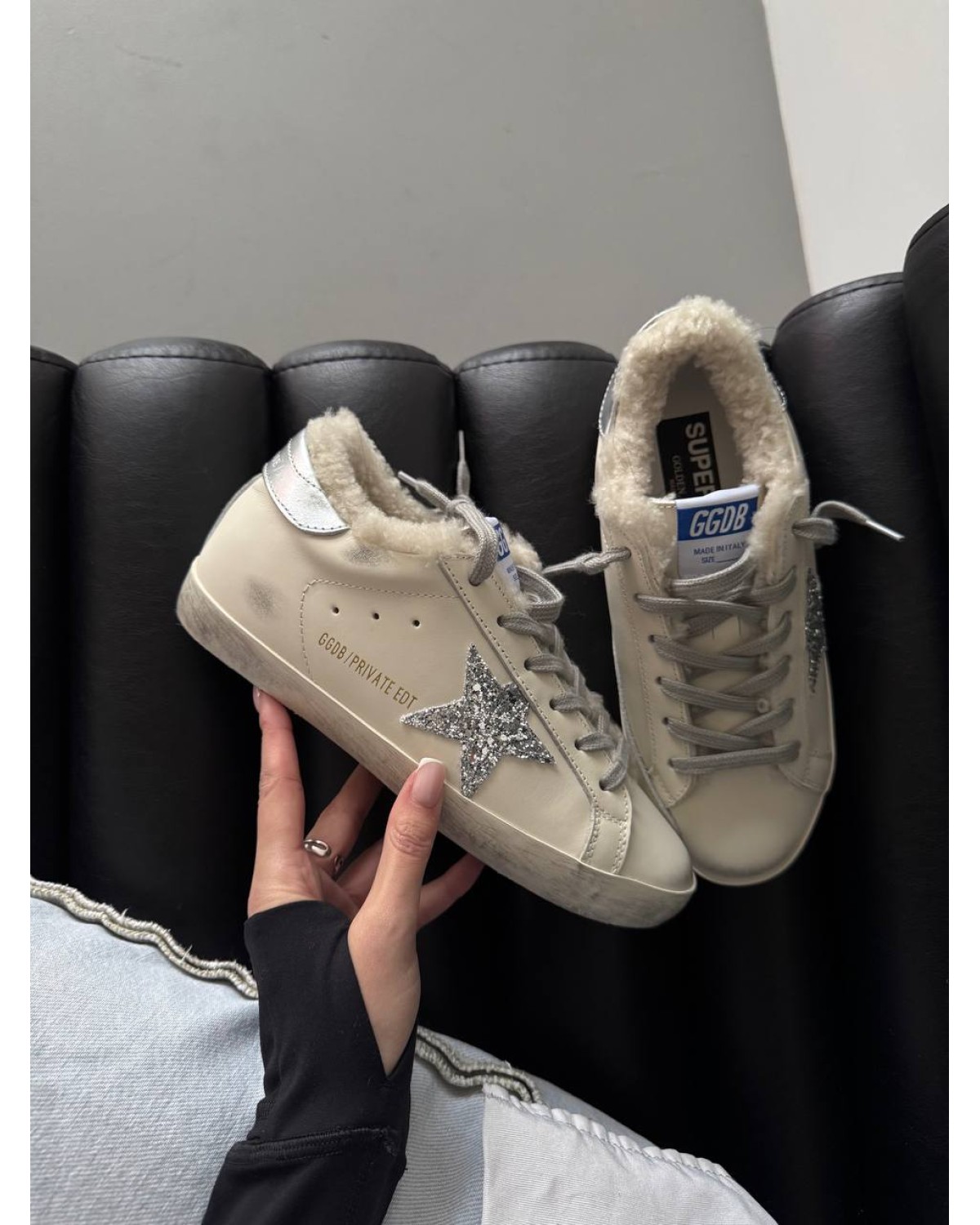 Golden Goose Ballstar White/Silver Star Fur