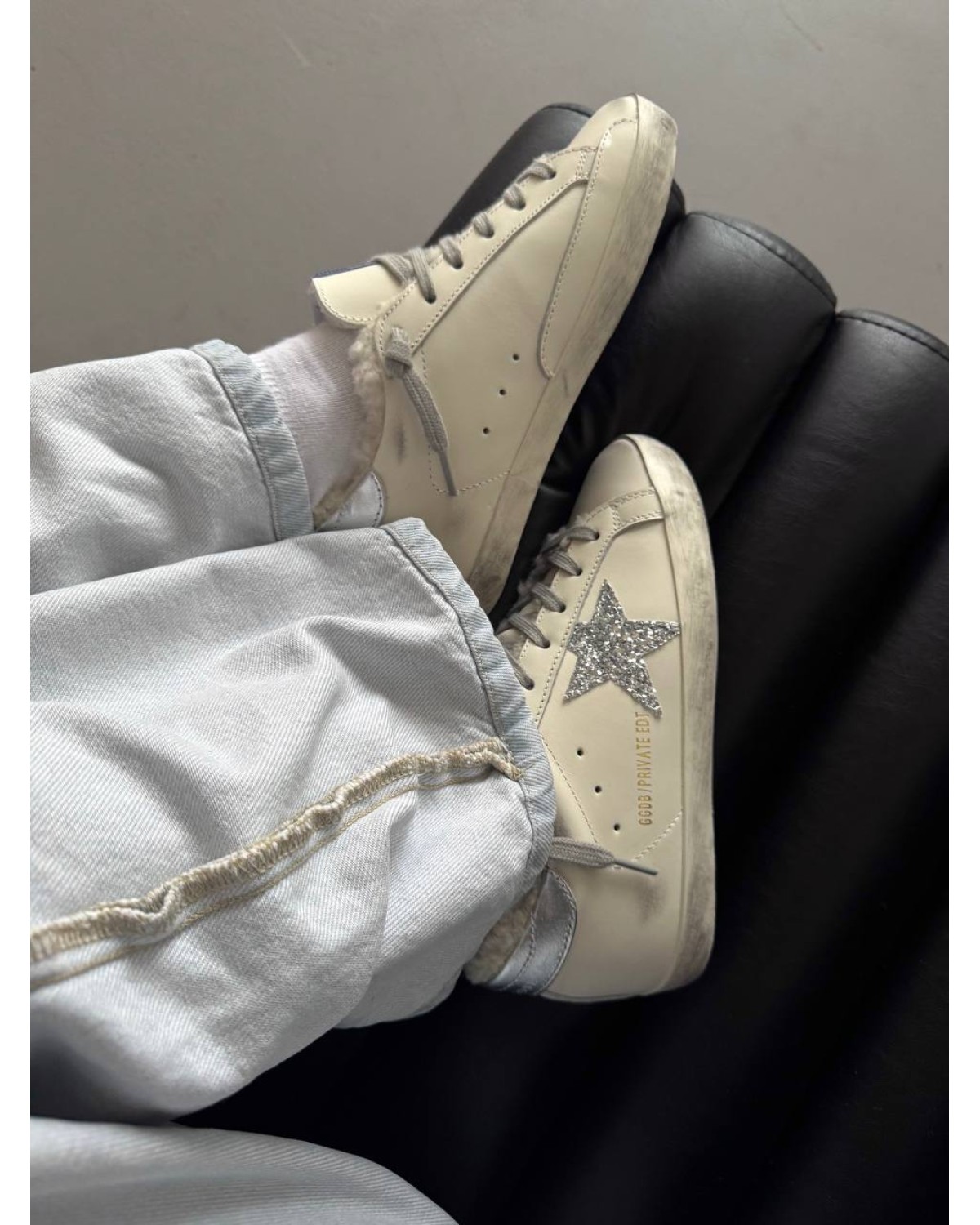 Golden Goose Ballstar White/Silver Star Fur