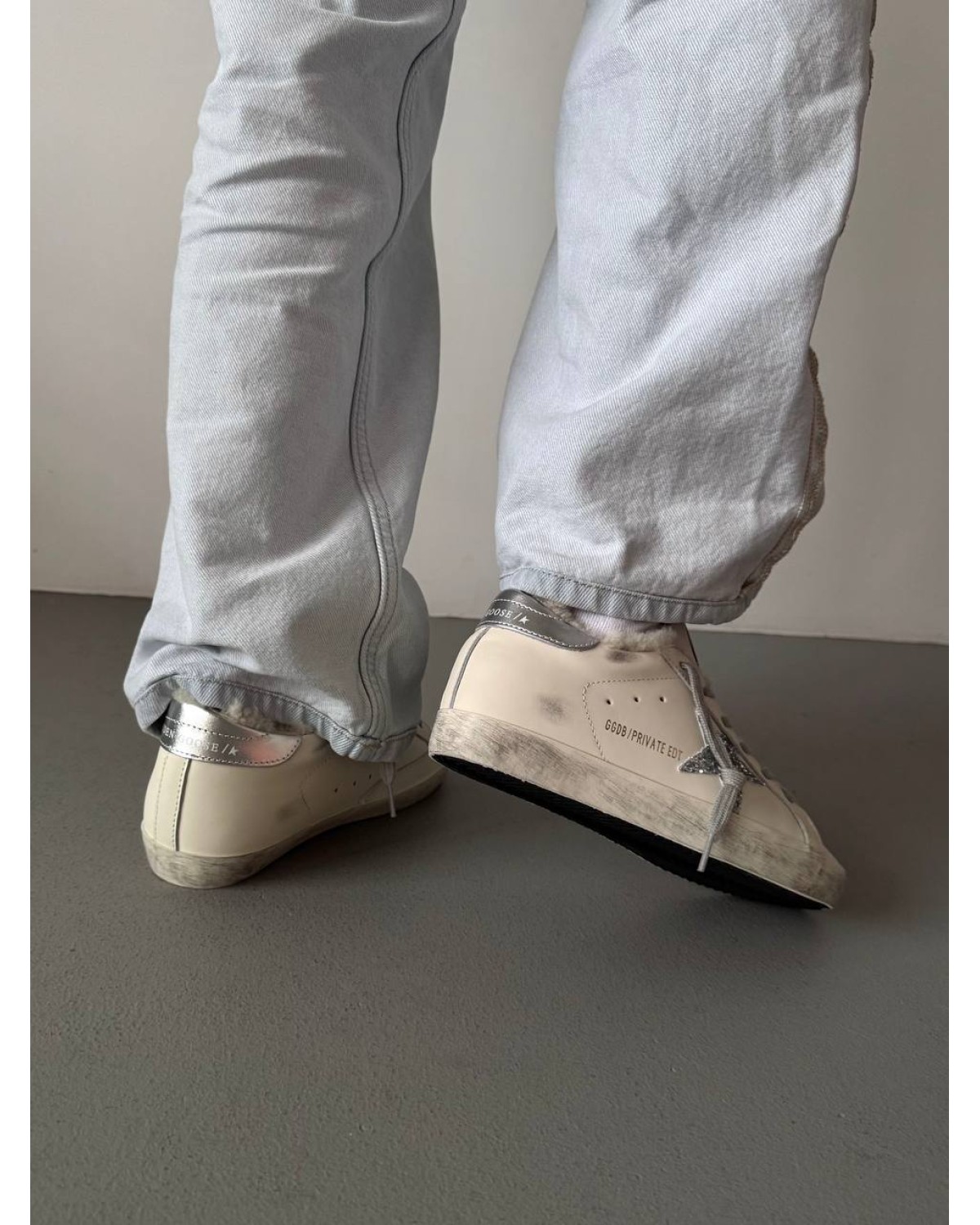 Golden Goose Ballstar White/Silver Star Fur