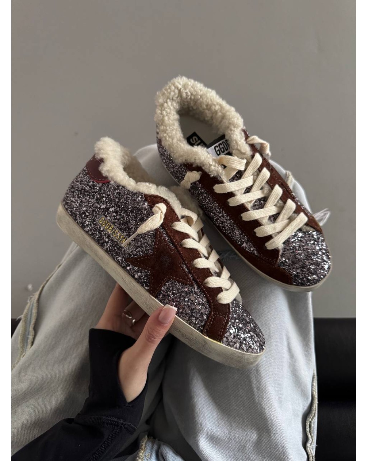 Golden Goose Superstar Metallic Sparkles / Brown Fur Golden Goose Superstar Metallic Sparkles / Brown Fur