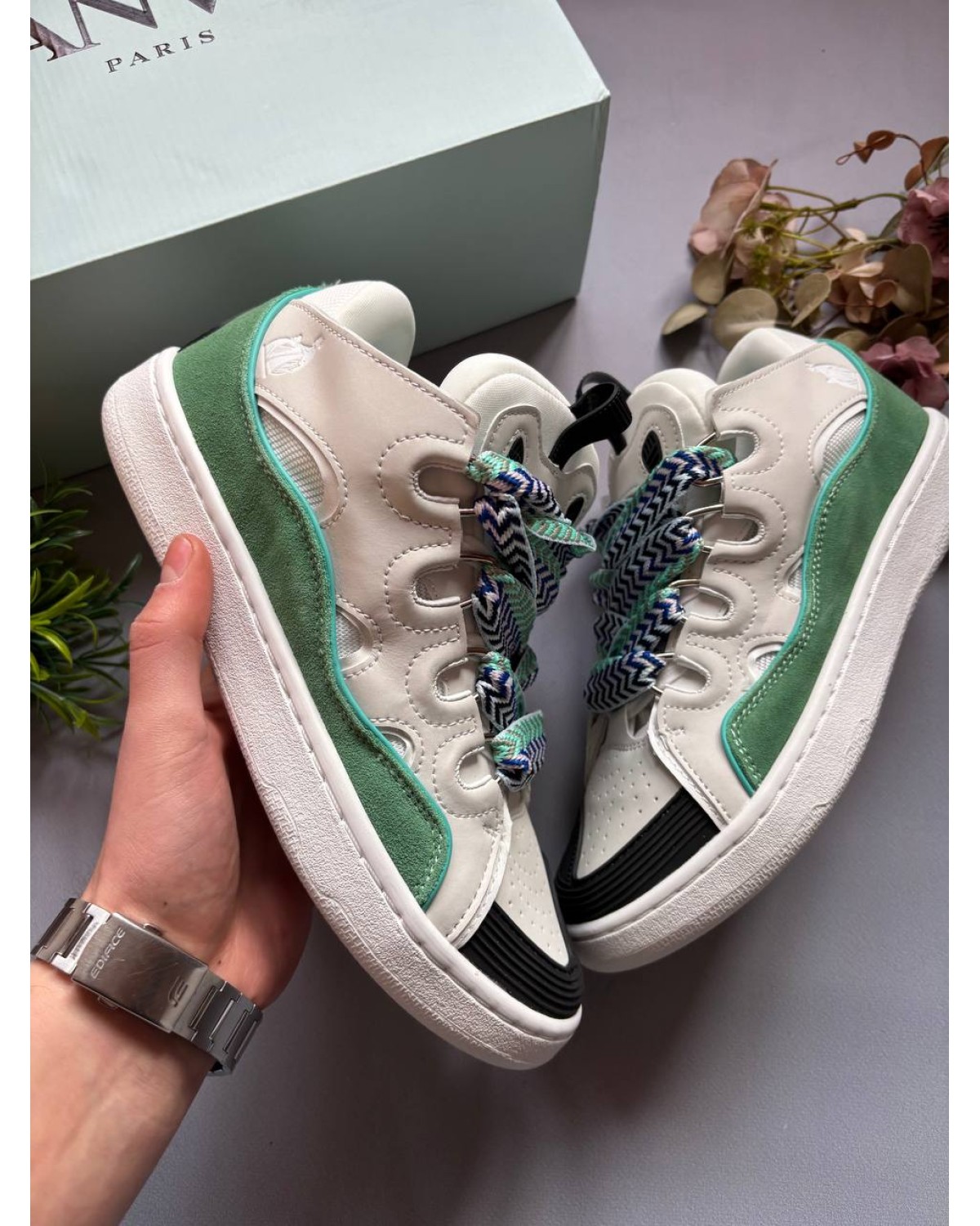 Lanvin Curb White Blue