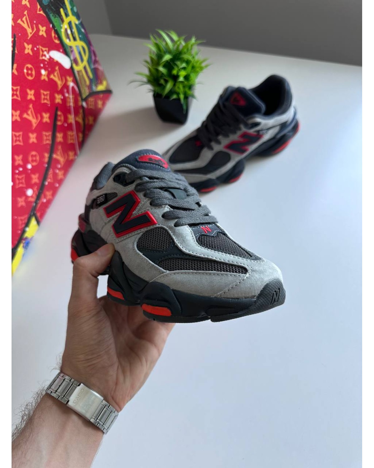 New Balance 9060 Grey Black Red