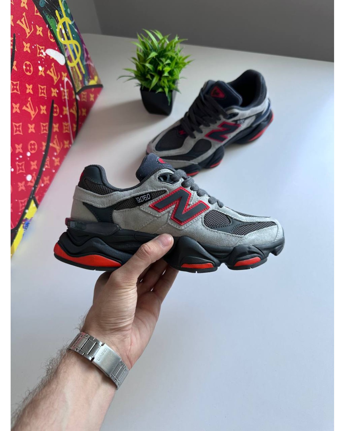 New Balance 9060 Grey Black Red