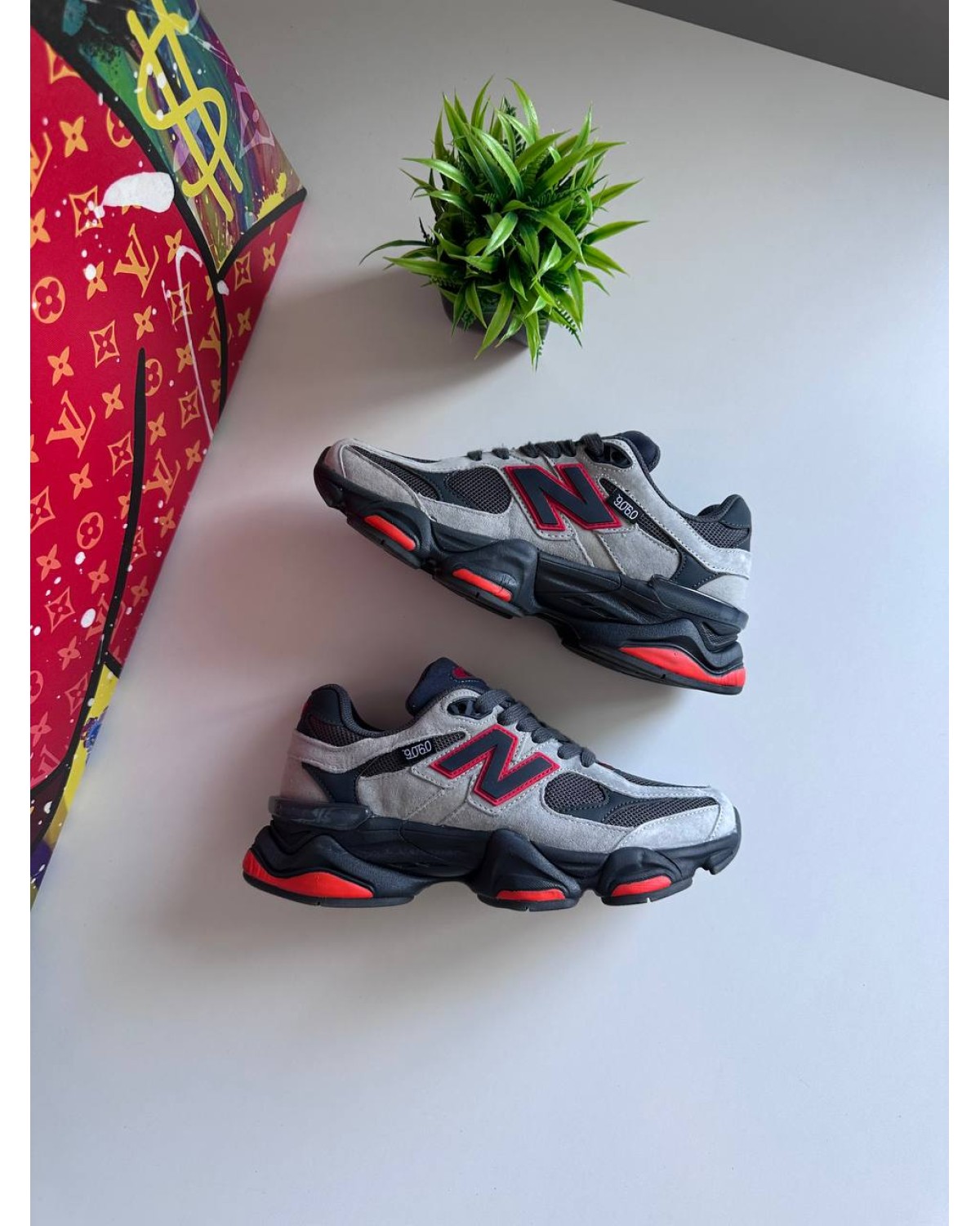 New Balance 9060 Grey Black Red New Balance 9060 Grey Black Red