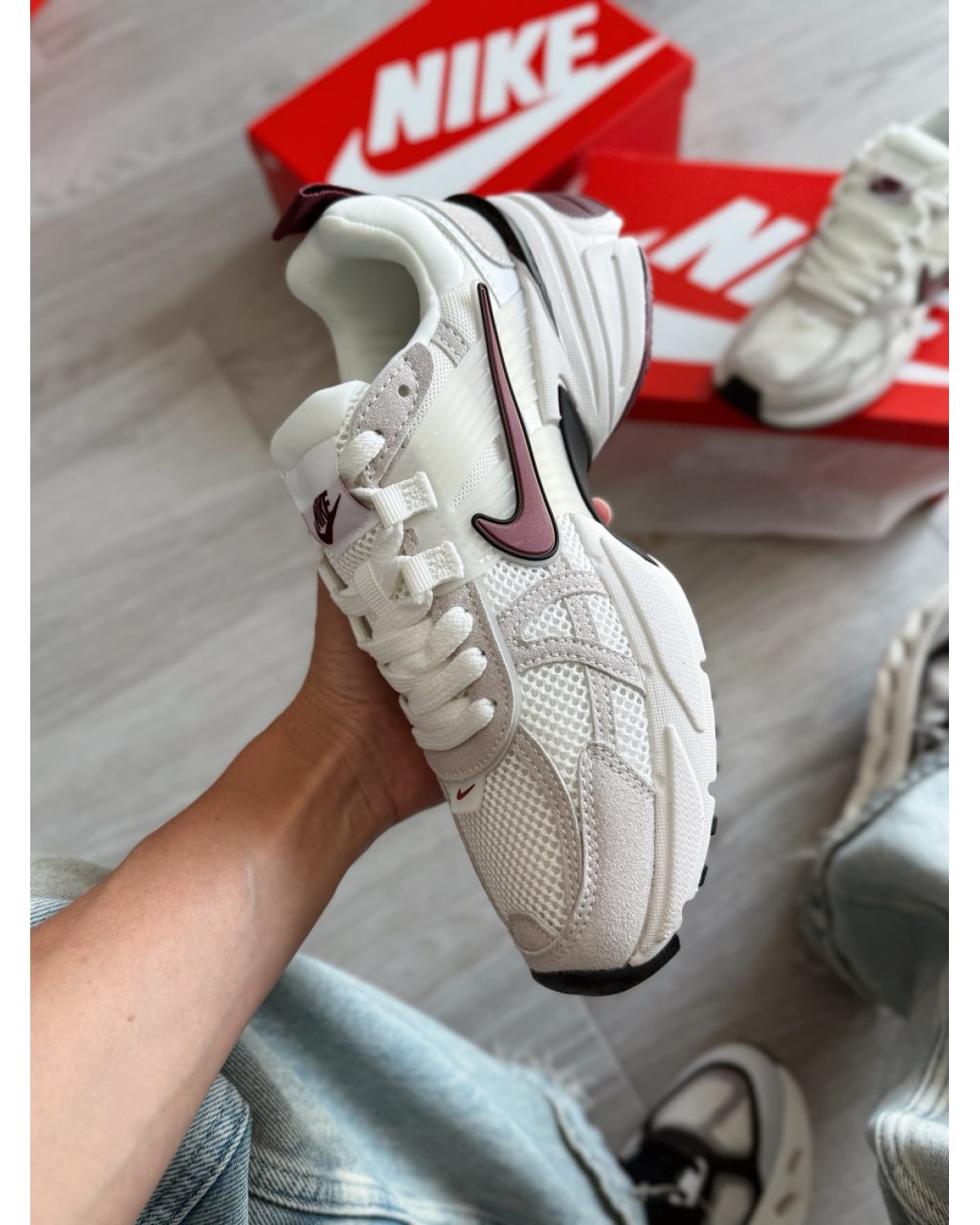 Nike V2K Run White Burgundy