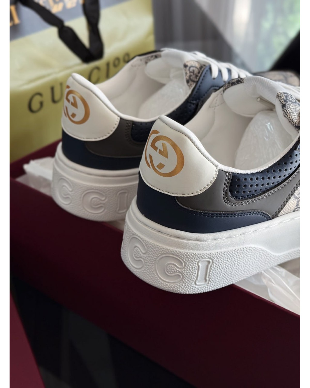 Gucci GG Supreme Leather Sneakers Blue