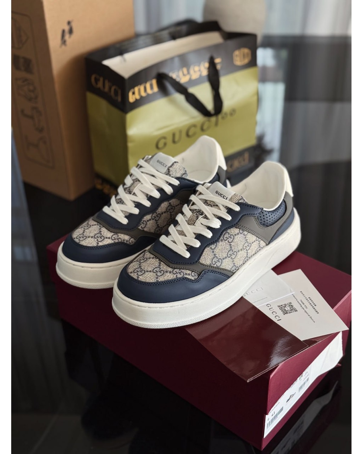 Gucci GG Supreme Leather Sneakers Blue