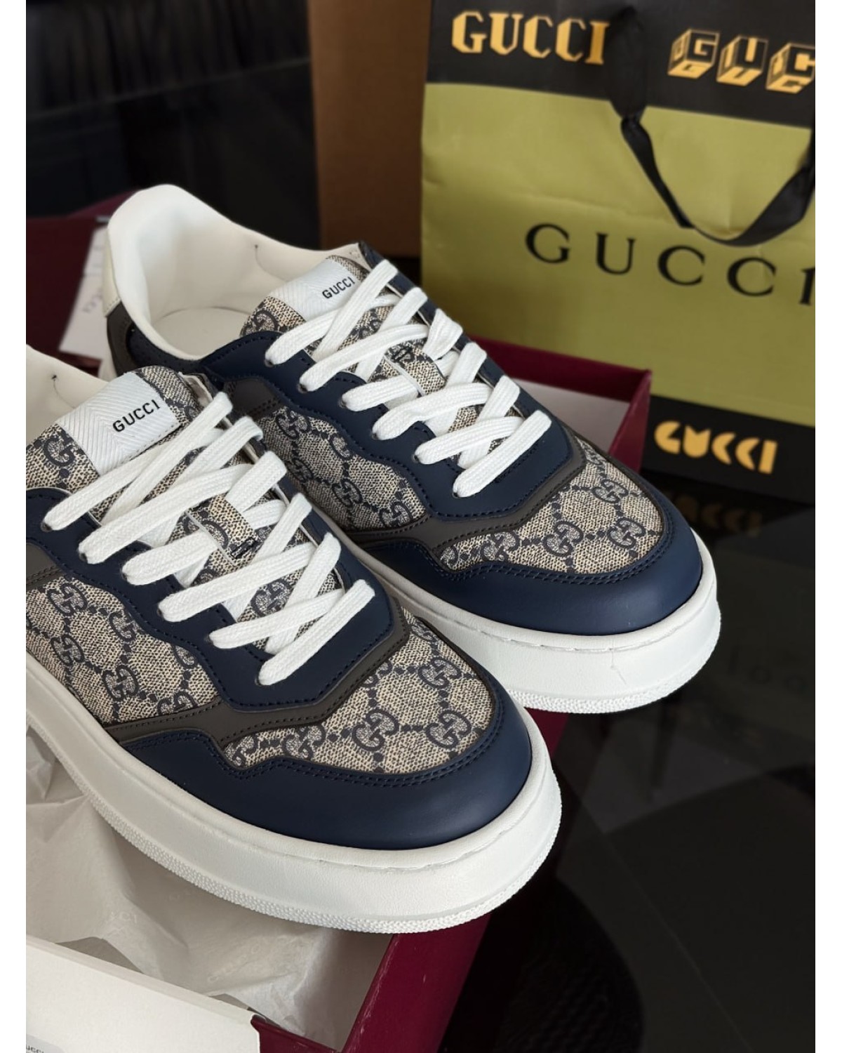 Gucci GG Supreme Leather Sneakers Blue