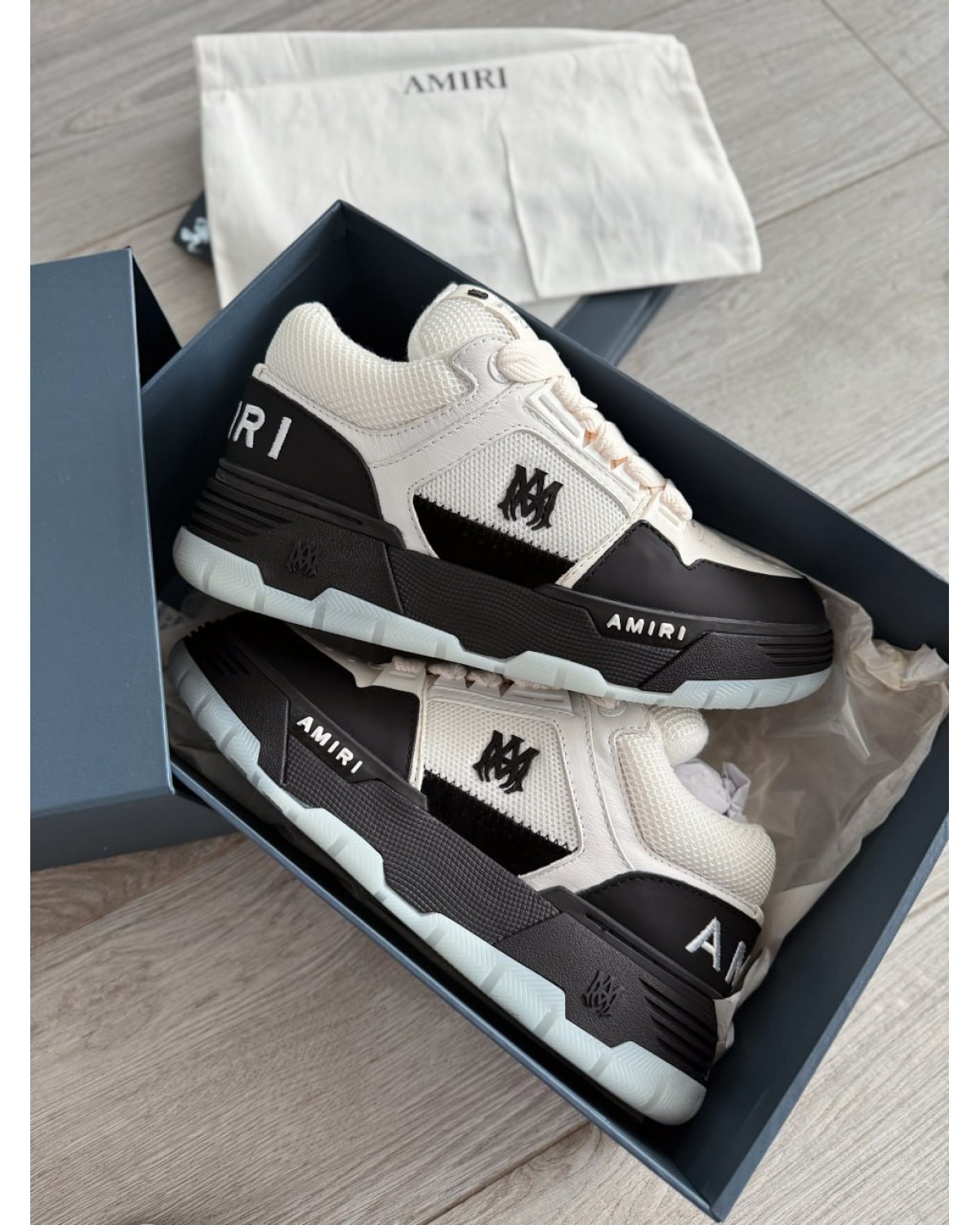 Amiri MA-1 Sneakers inLeather Mesh - Black